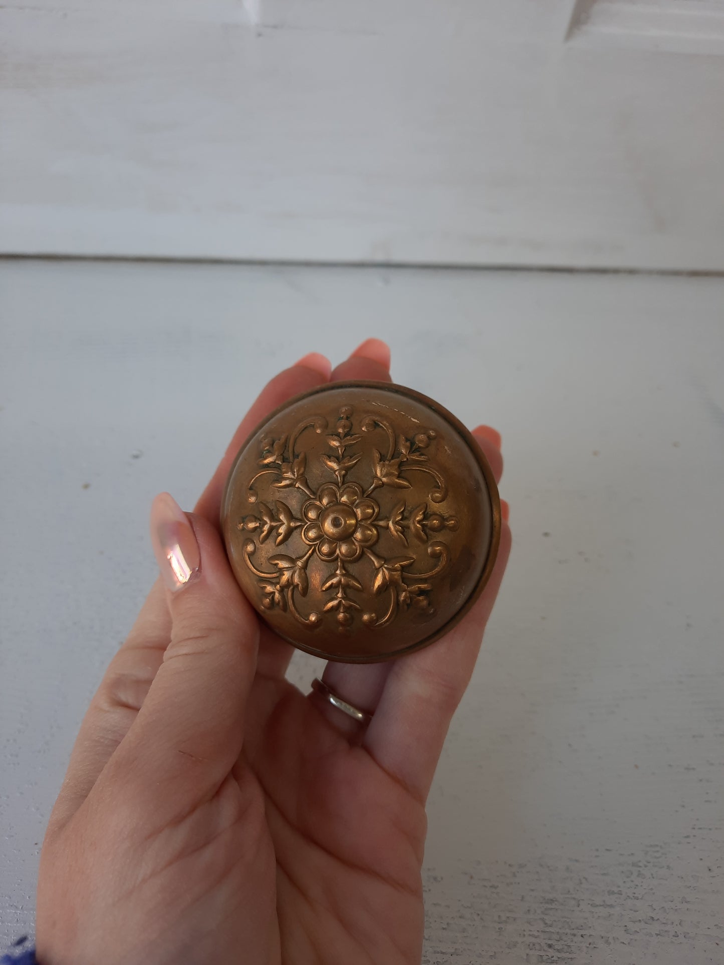 Argyle Pattern Bronze Doorknob by Norwalk c. 1900, Wrought Bronze Door Knob