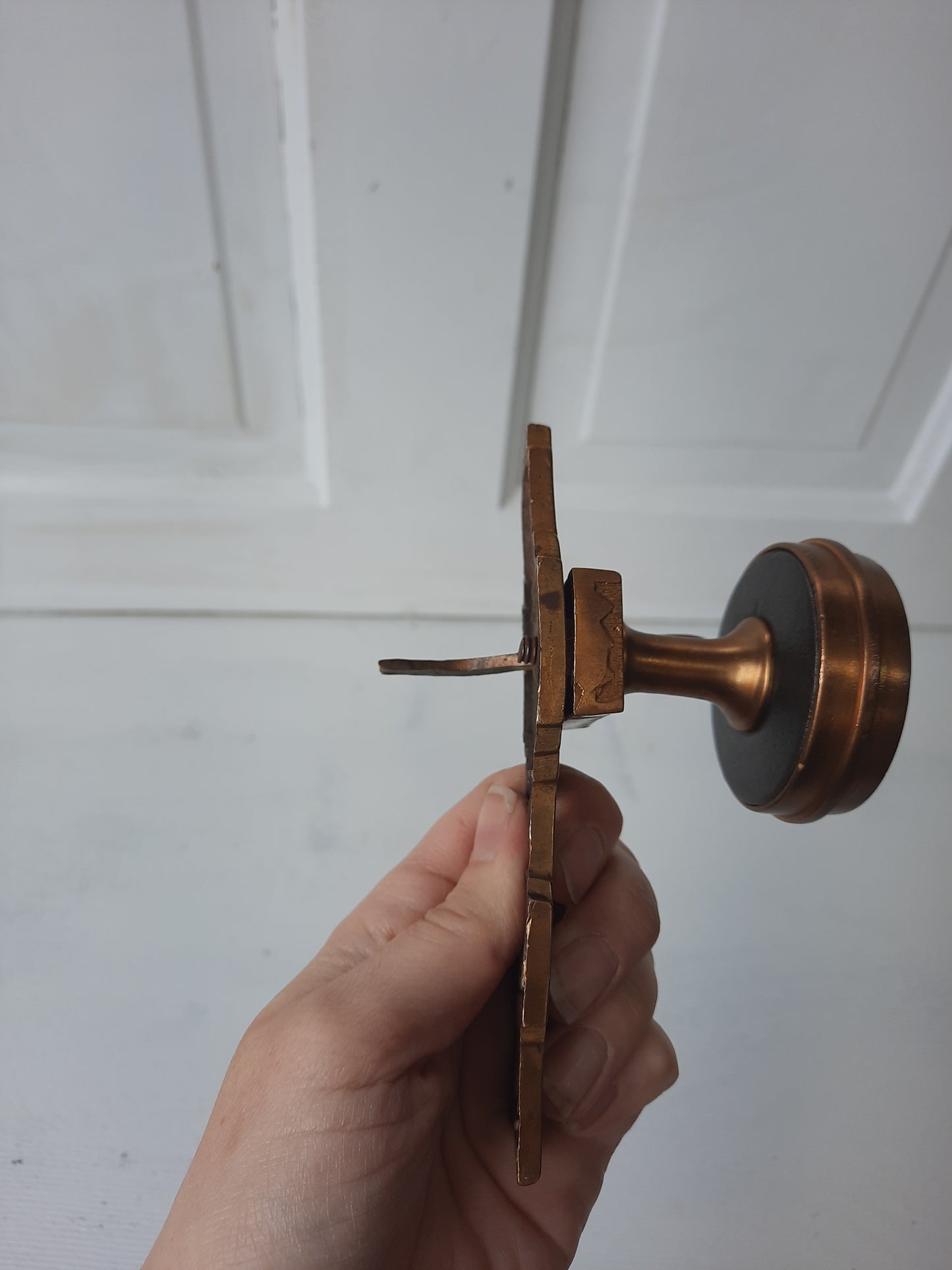 Gilbert Lock Works Antique Bronze Doorknob and Plate Combination