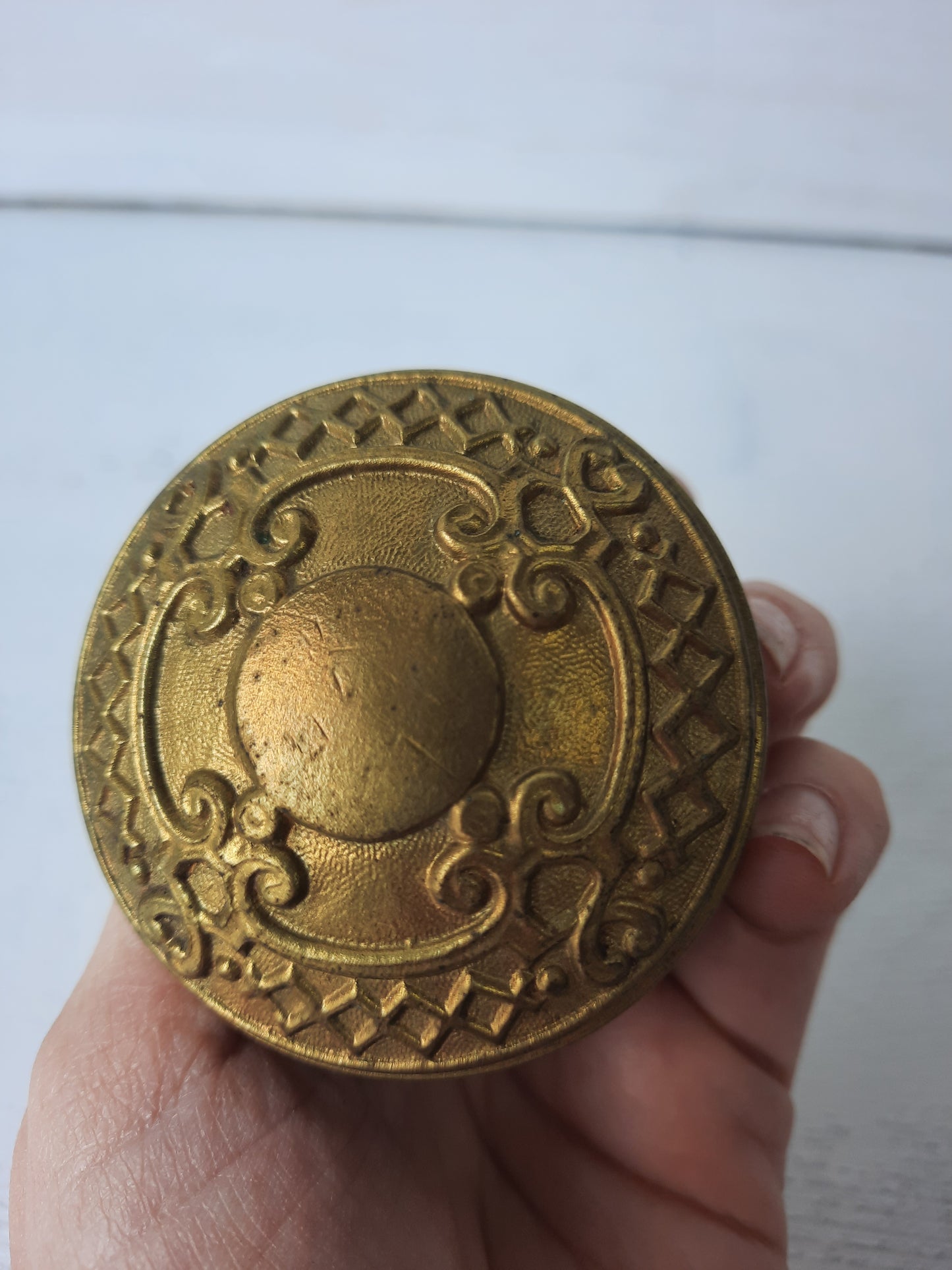 Croatia Design Doorknob by Corbin, Early 1900s Fancy Brass Antique Door Knob