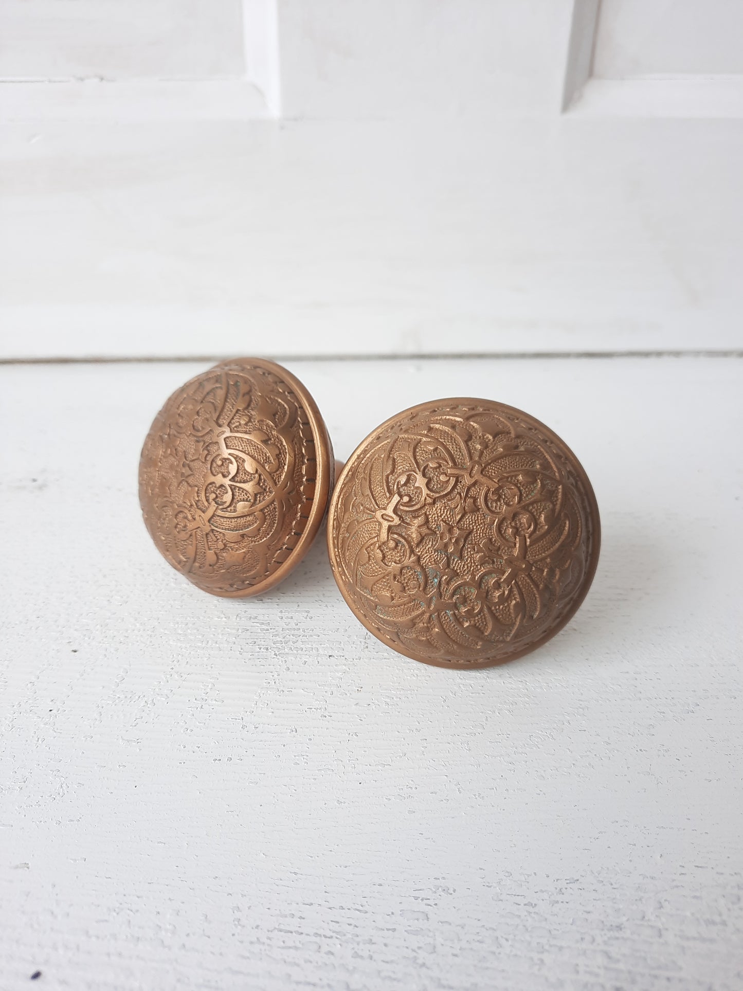 Pair of Solid Bronze Eastlake Doorknobs c. 1880, Victorian Eastlake Bronze Door Knob Set