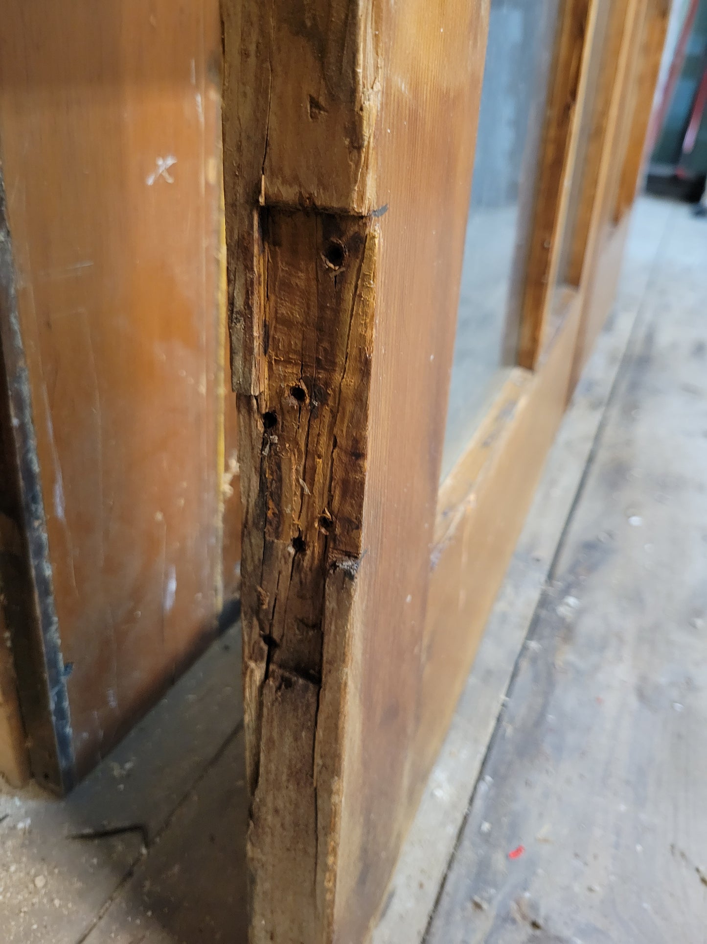 60" Antique Wood French Door Pair, Set of Glass 10 Pane Double Doors