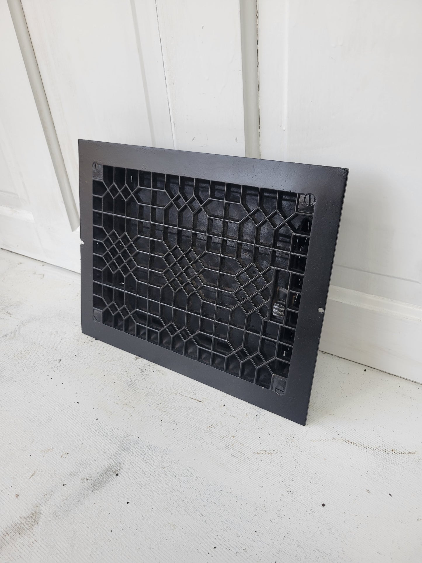 11 x 14 Lattice Pattern Antique Register Grate, Victorian Cast Iron Era Vent Cover #061209