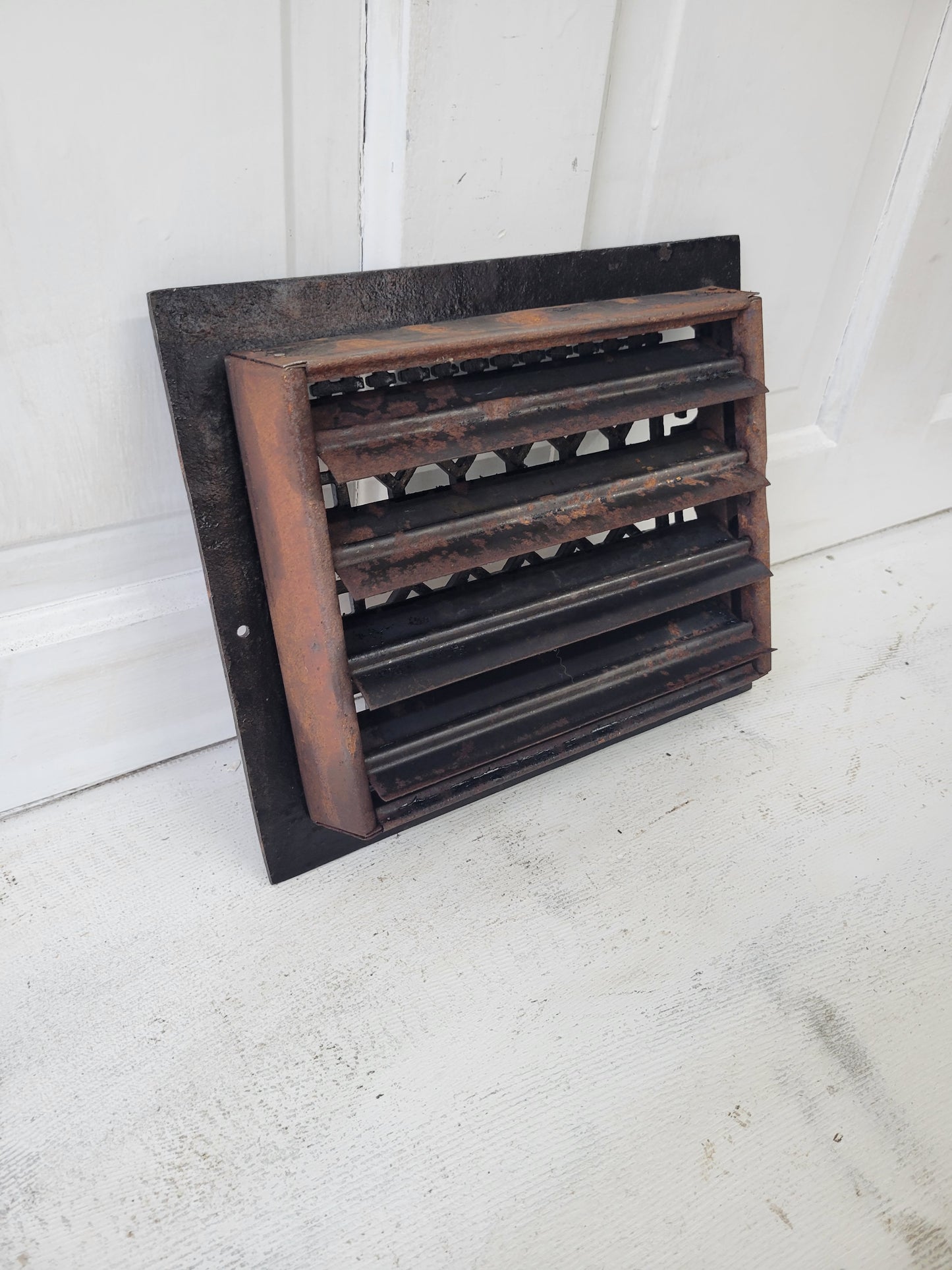 Working 10 x 12 Antique Decorative Iron Floor Vent Cover, Black Iron Floor Grate #062602
