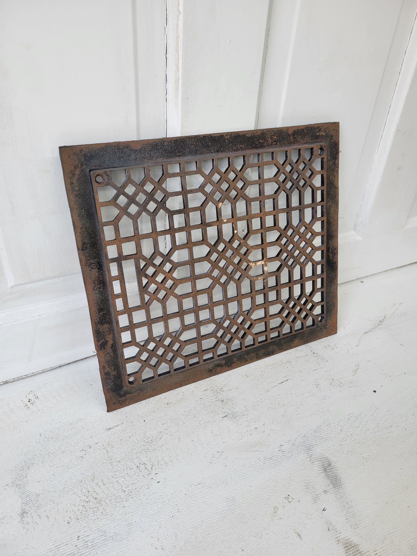 12 x 14 Antique Cast Iron Vent Cover Insert, Floor Register Cover #062609