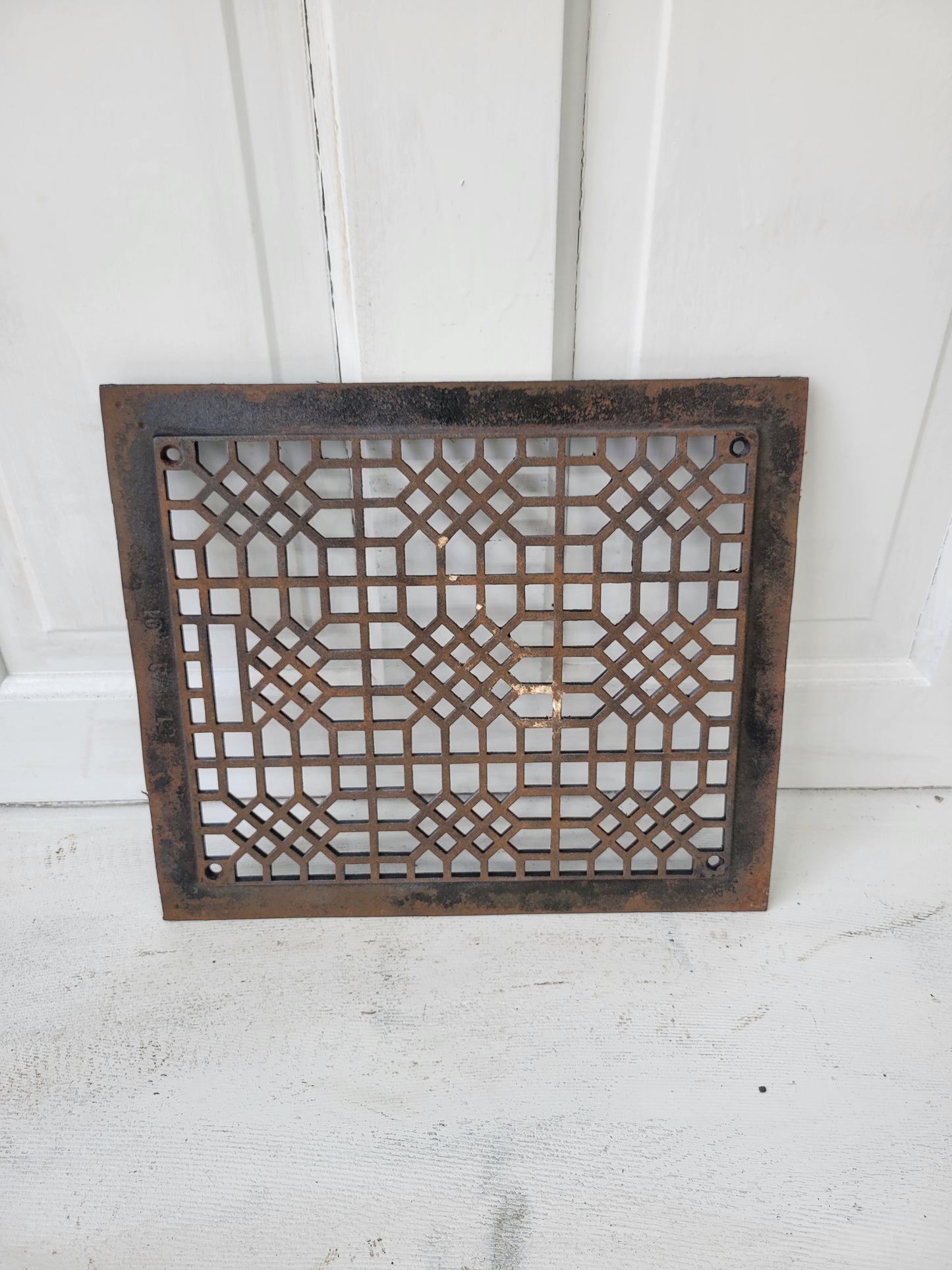 12 x 14 Antique Cast Iron Vent Cover Insert, Floor Register Cover #062609