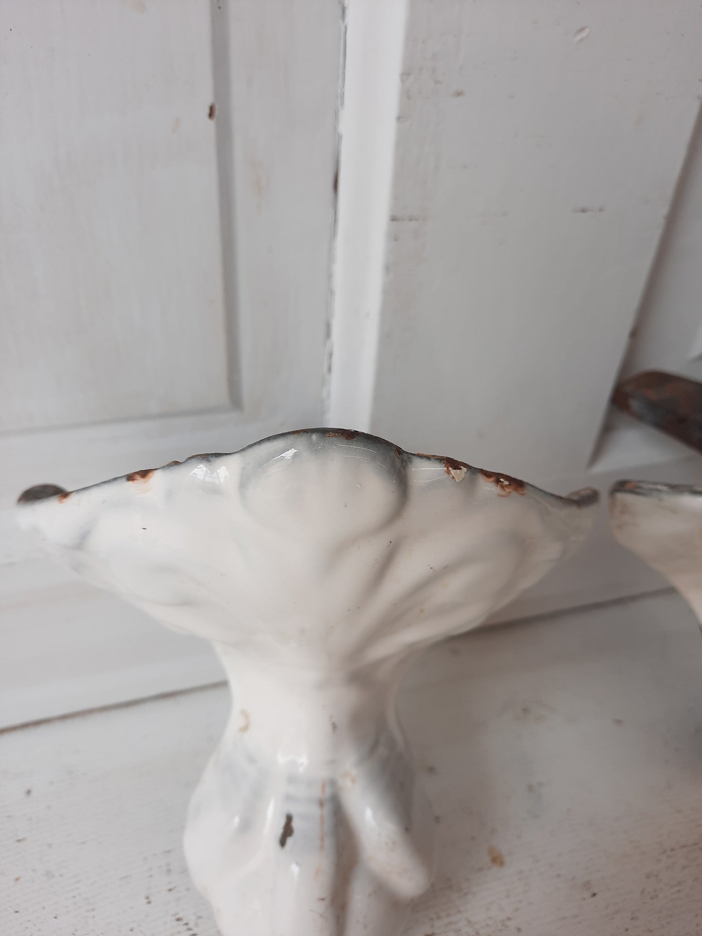 Antique Pair of Cast Iron and Porcelain Ball and Claw Design Bathtub Feet #070102