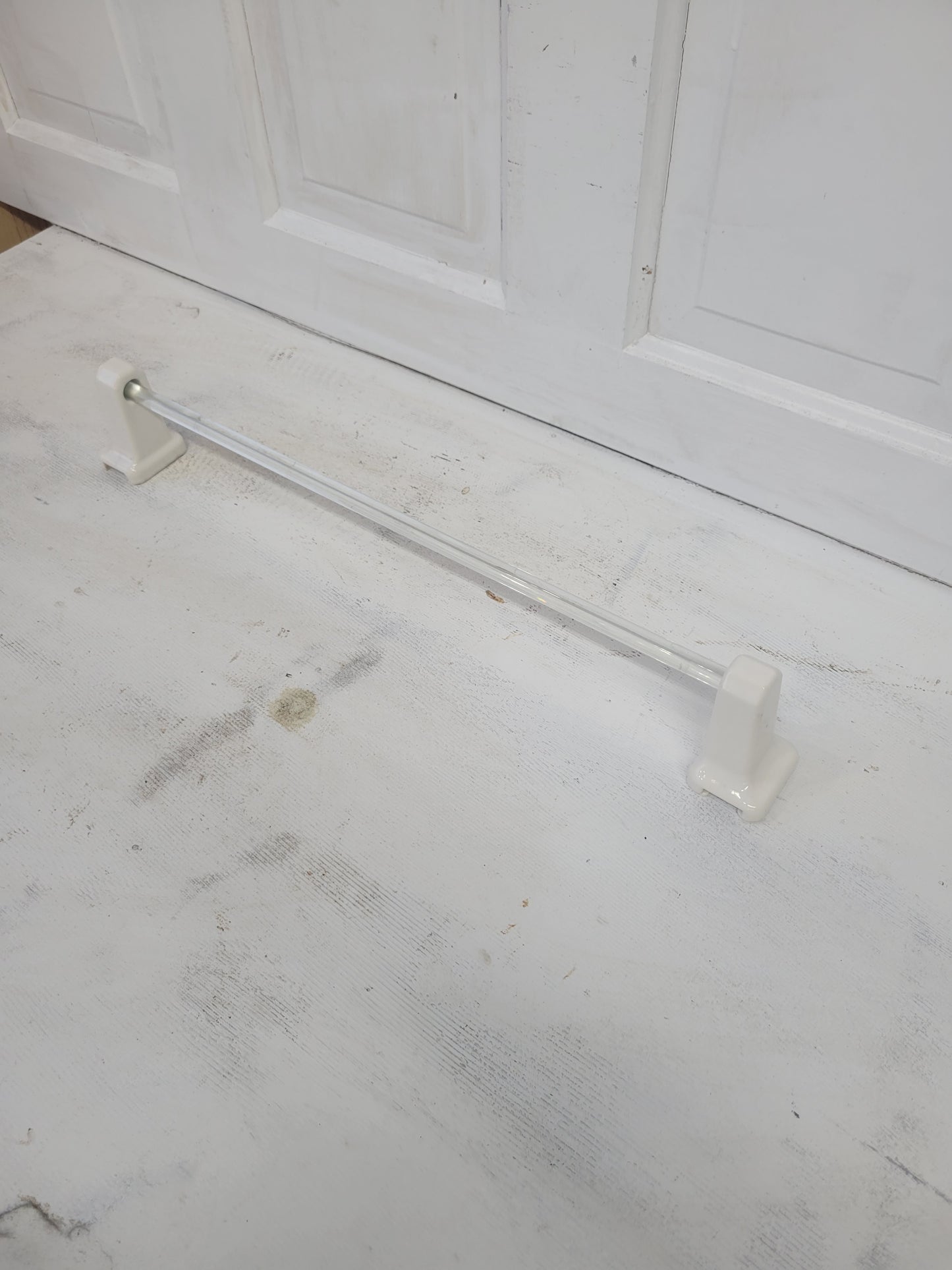 21" Antique Glass Towel Bar, Porcelain and Glass Vintage Bathroom Towel Rack #070301