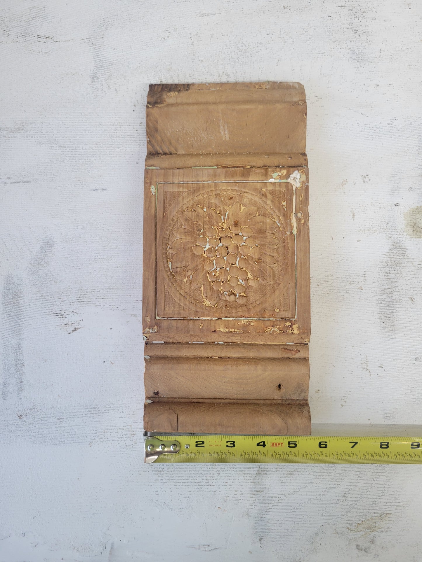 Pressed Pattern Plinth Blocks with Grape Design, Antique Wood Trim with Carved Grapes #070301