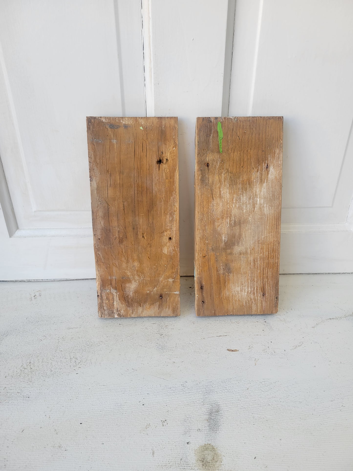 Pair Pressed Pattern Plinth Blocks with Grape Design, Antique Wood Trim with Carved Grapes #071401