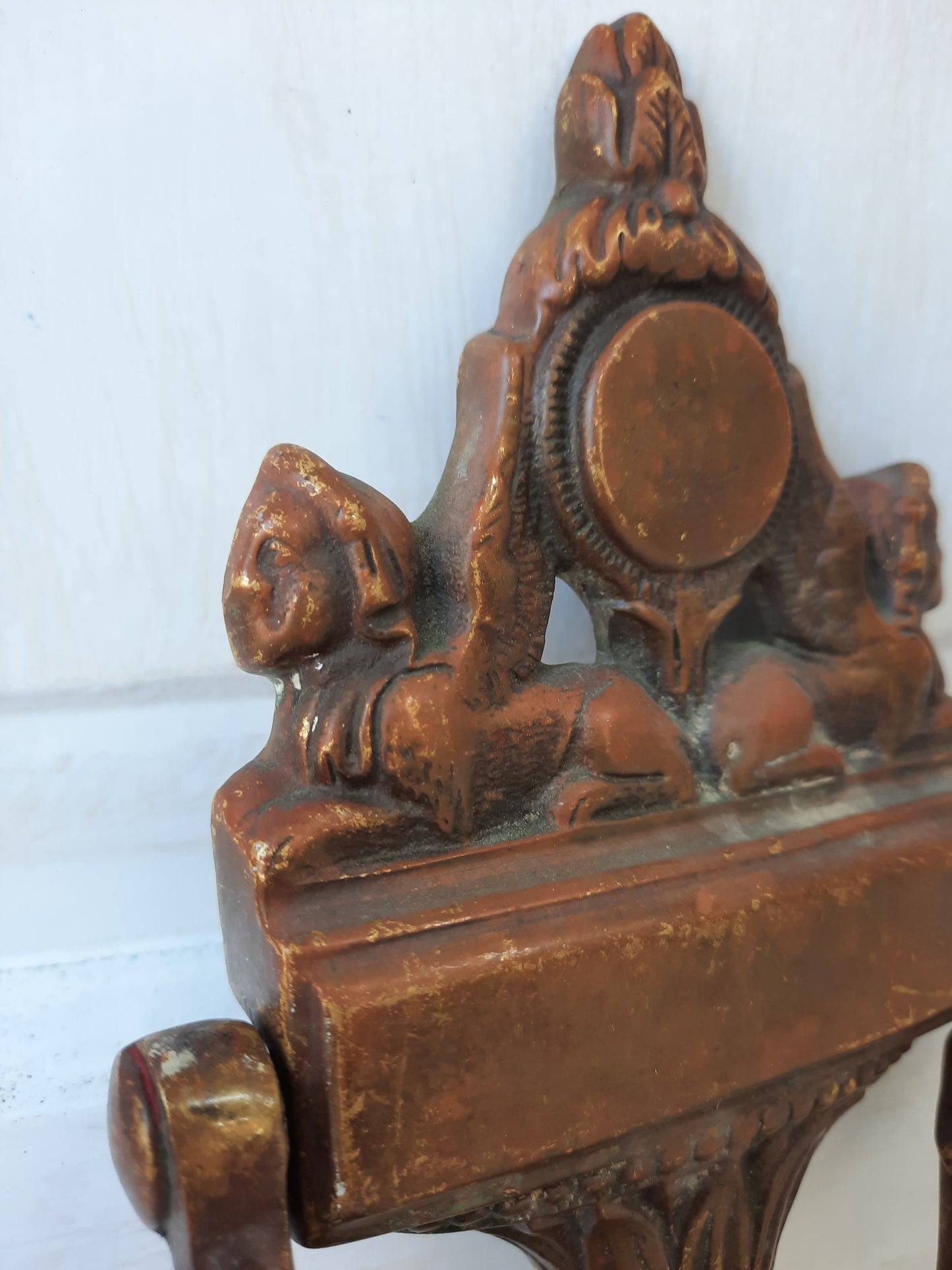 Vintage Bronze Door Knocker with Sphinx, Large Bronze Front Door Knocker