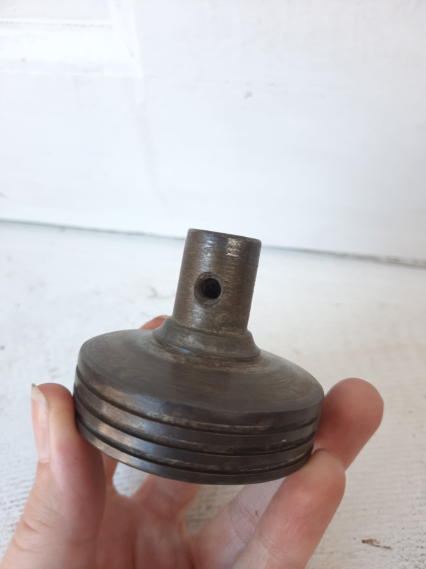 Vernacular Iron Doorknob by Russell Erwin c. 1880, Antique Eastlake Style Drum Knob 072711