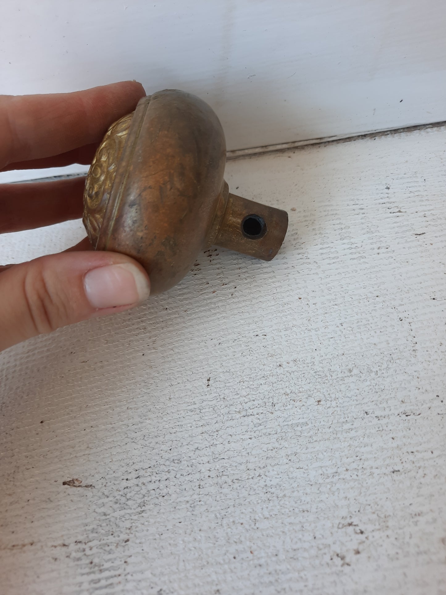 Cast Bronze Essex Pattern Doorknob by Norwalk, 1900s Antique Bronze Door Knob, Entry Size