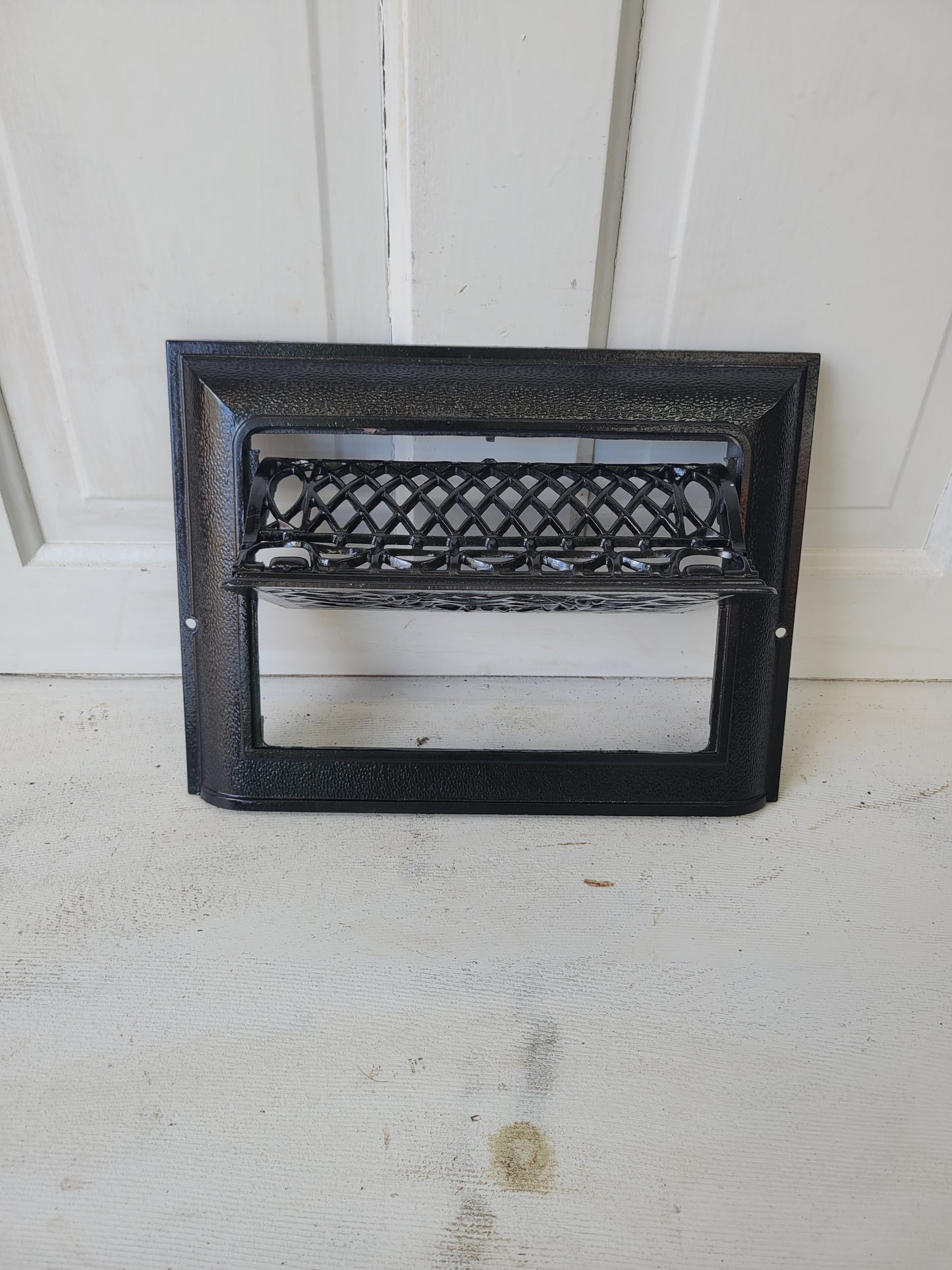 10 x 14 Fancy Cast Iron Fold Out Vent Cover, Antique Floor Register Cover with Dampers #072908