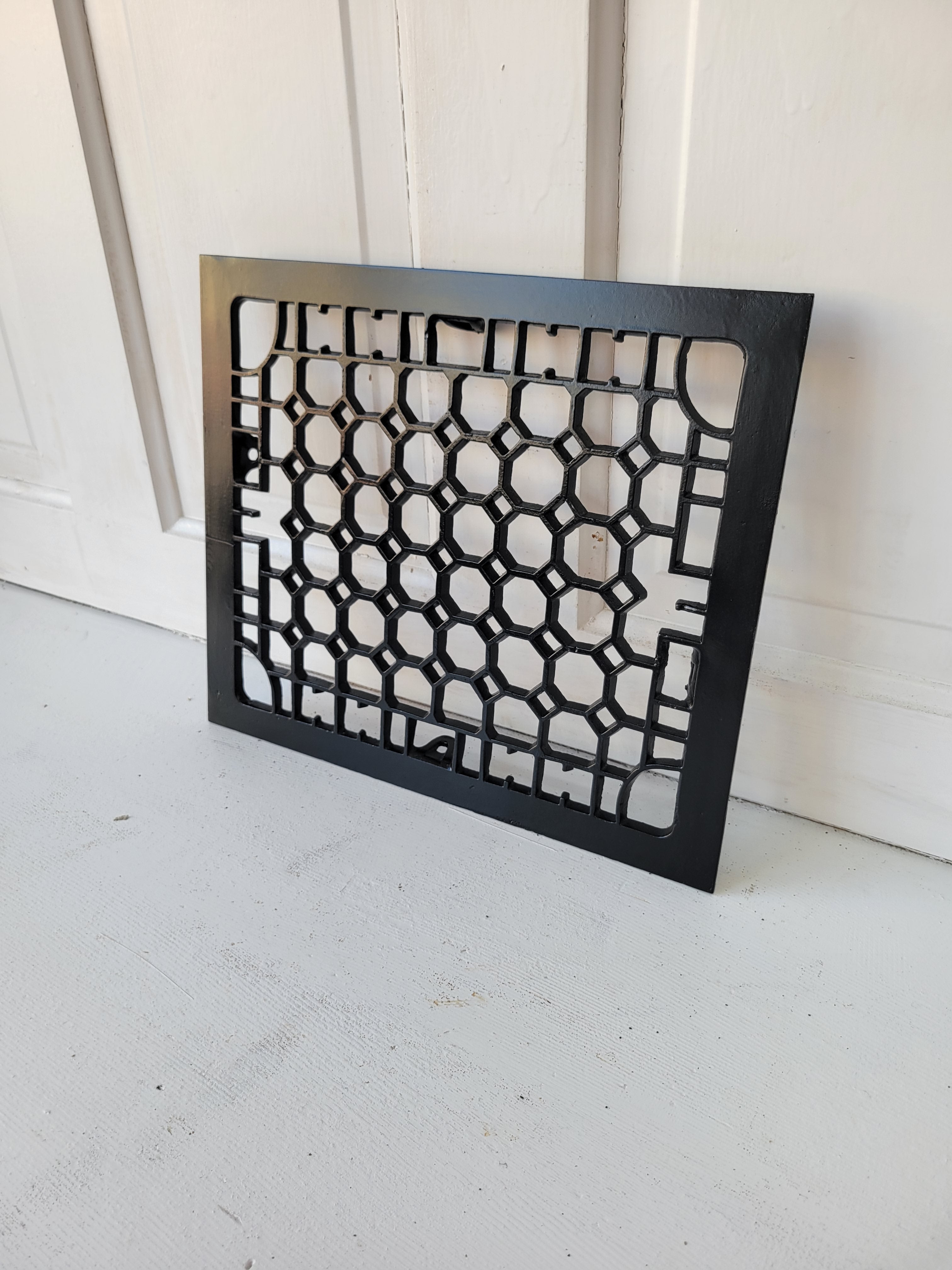 12 x 14 Antique Cast Iron Vent Cover Insert, Floor Register Cover #081