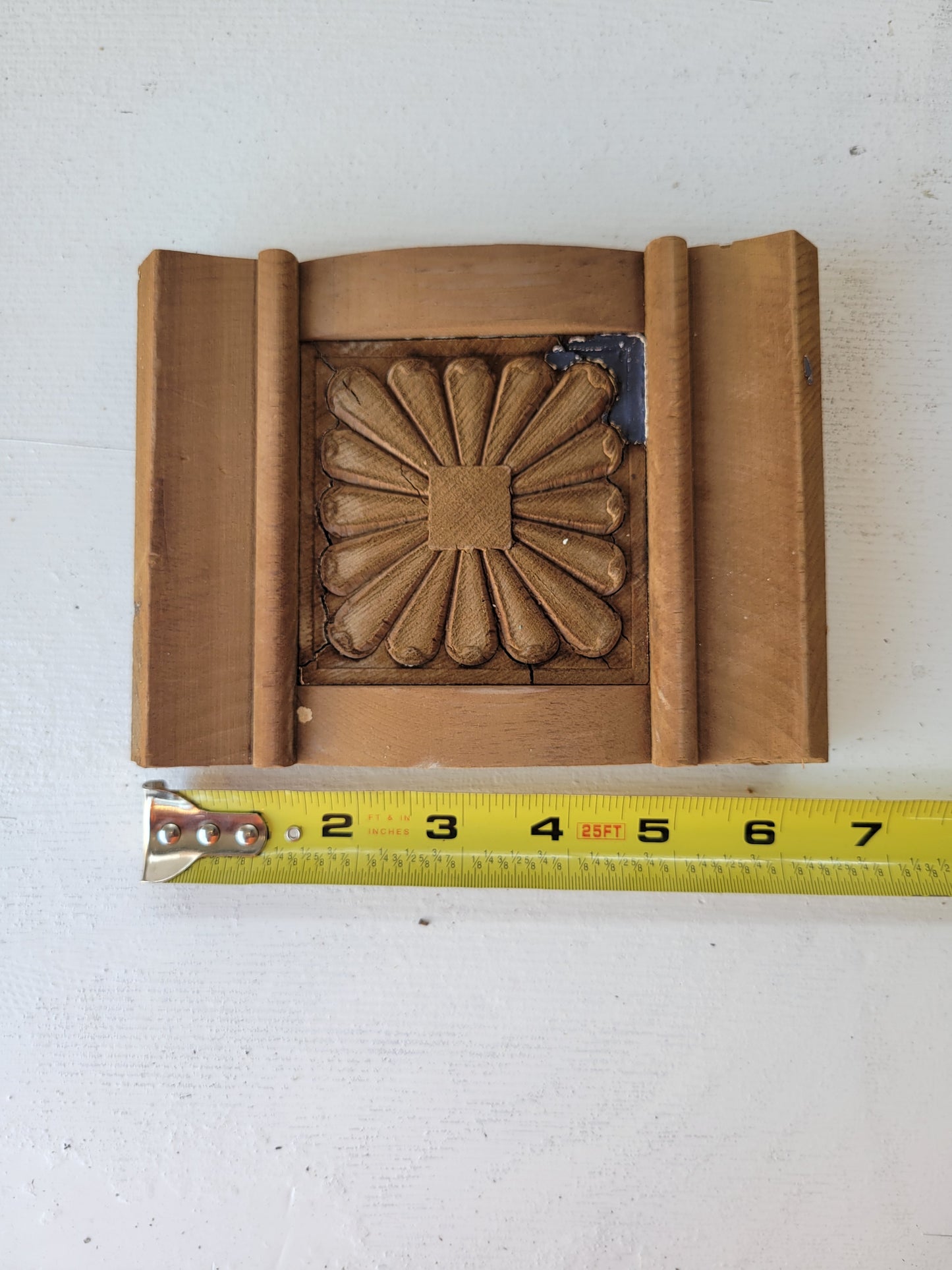 Two Antique Carved Plinth Blocks, Vintage Base Wood Trim Blocks #081701