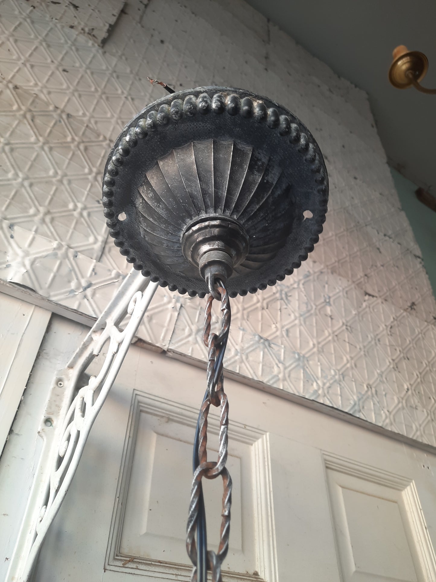 Iron Hoop Chandelier, Gothic Style or Tudor Style Hammer Iron Band Chandelier