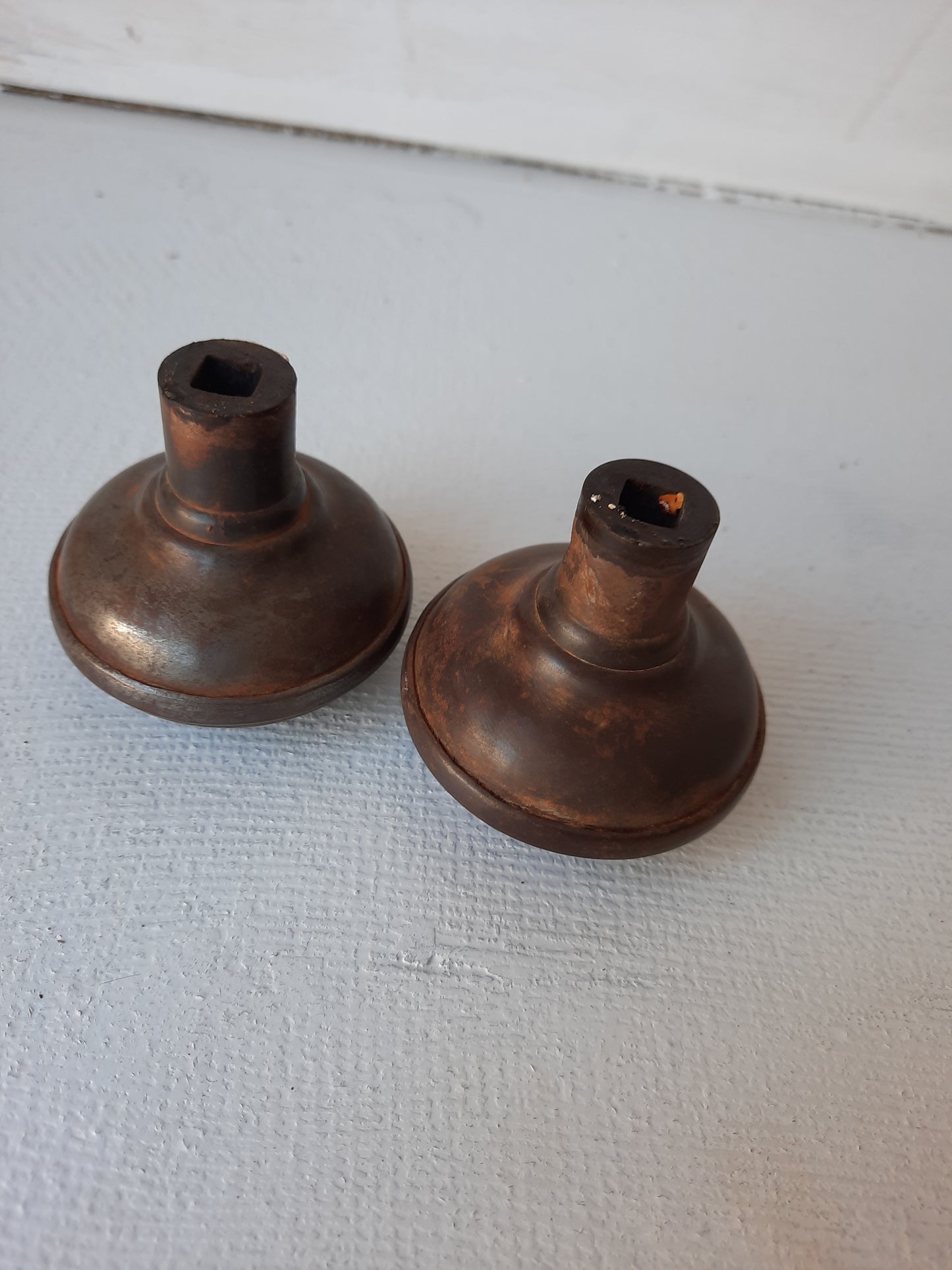 Wrought Steel Canton Doorknob by Corbin, Antique Eastlake Doorknob Set 082901