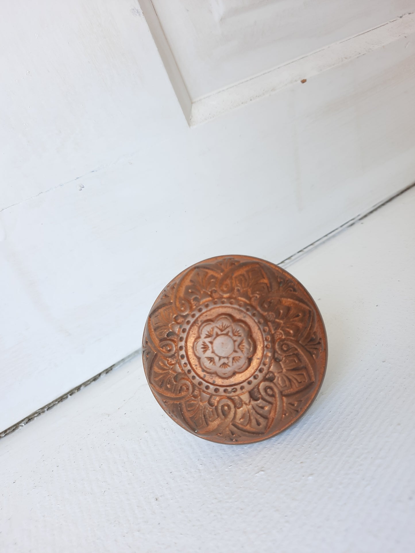 Russell Erwin Bronze Eastlake Flower Doorknob from Victorian Era, Vintage Brass Doorknob, Geometric Design 083112
