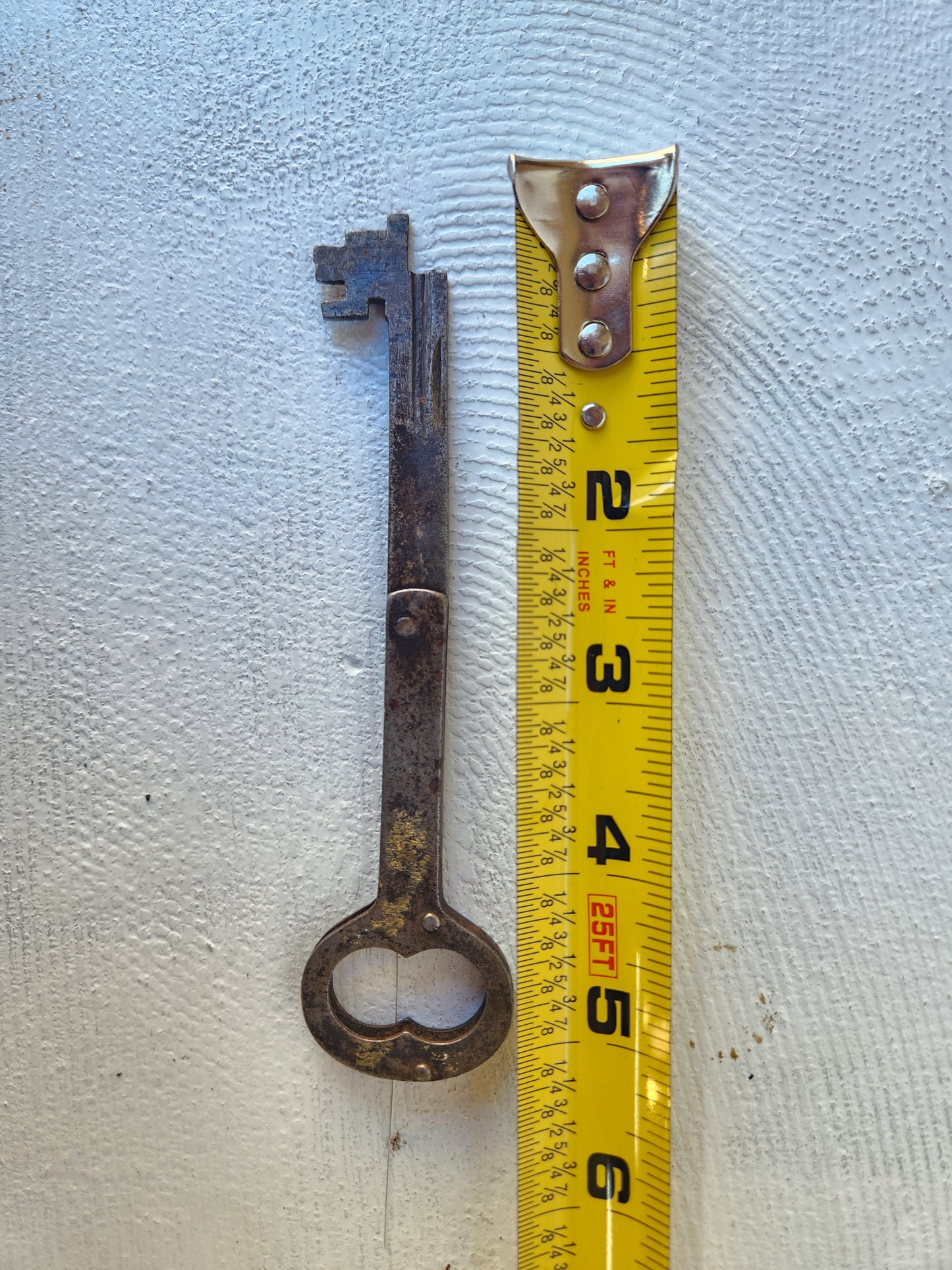 Large Antique Folding Door Key, Victorian Era Iron Folding Skeleton Key,Branford  090206