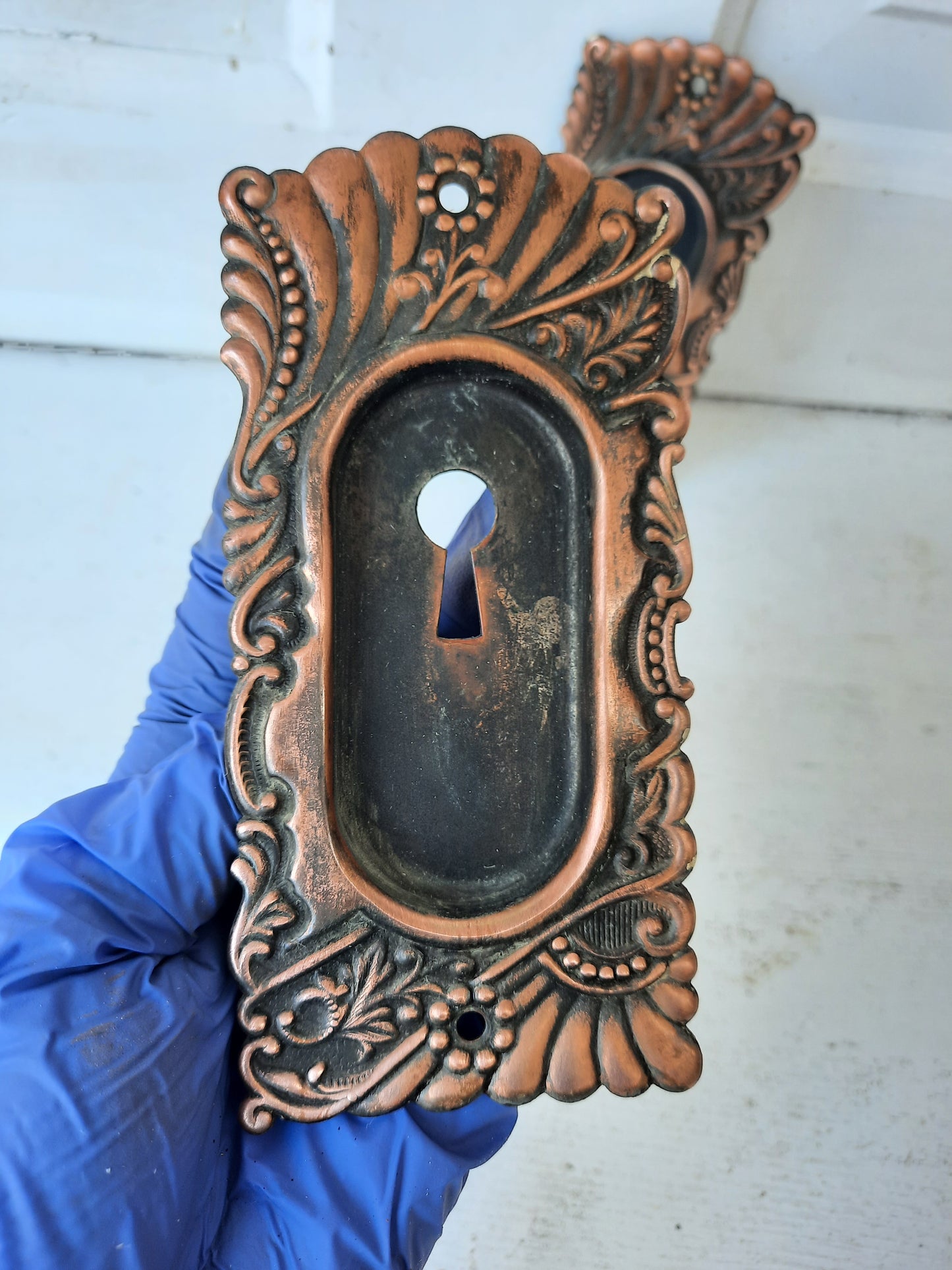 Roanoke Pocket Door Recessed Pulls, Antique Fancy Bronze Pocket Door Handles 091204