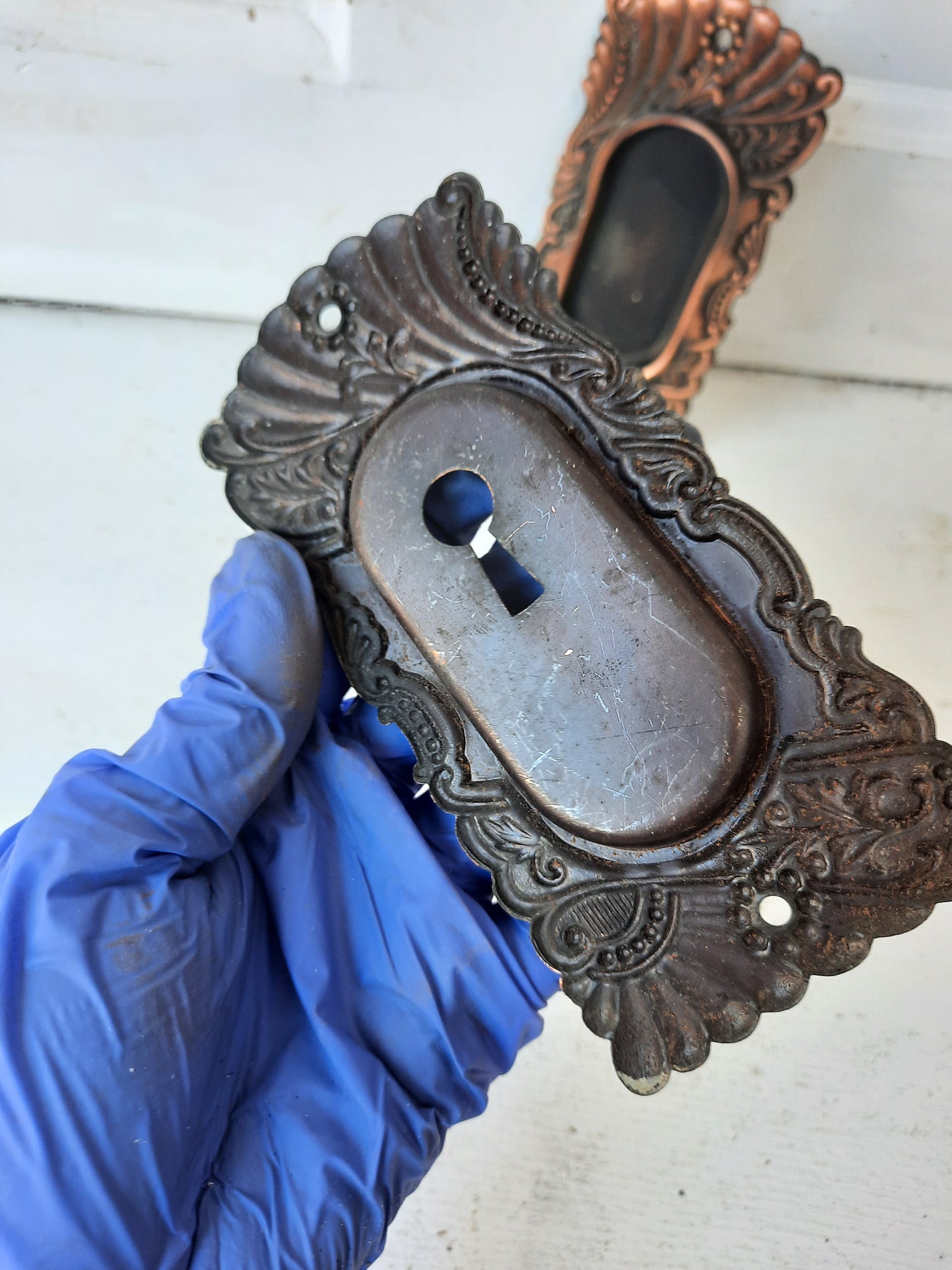 Roanoke Pocket Door Recessed Pulls, Antique Fancy Bronze Pocket Door Handles 091204