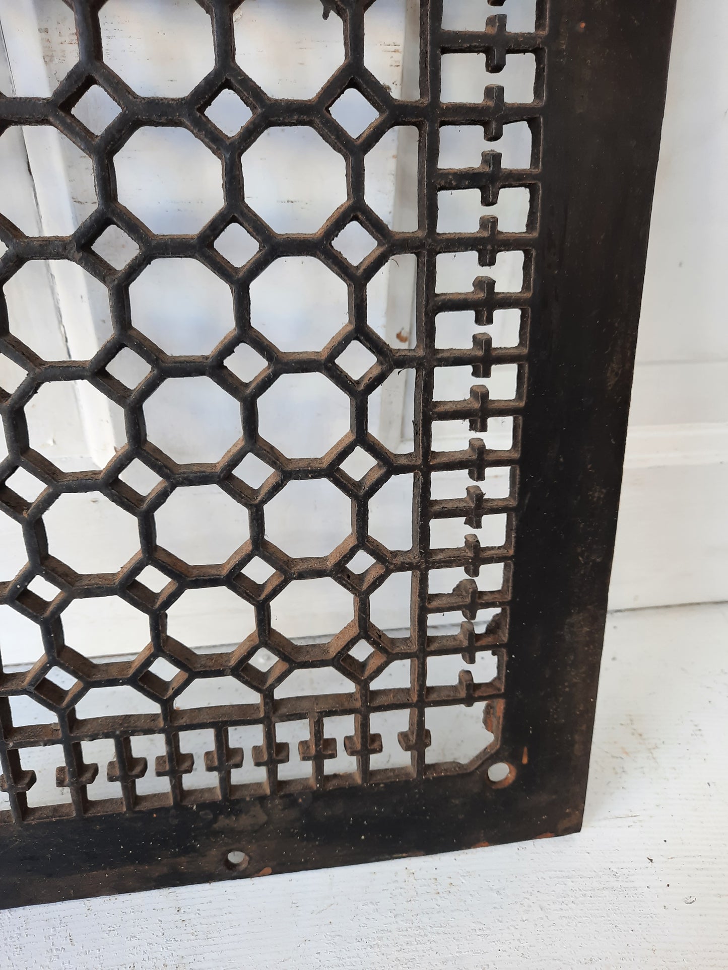 10 x 14 Antique Cast Iron Floor Vent Cover, Black Iron Floor Grate #091402