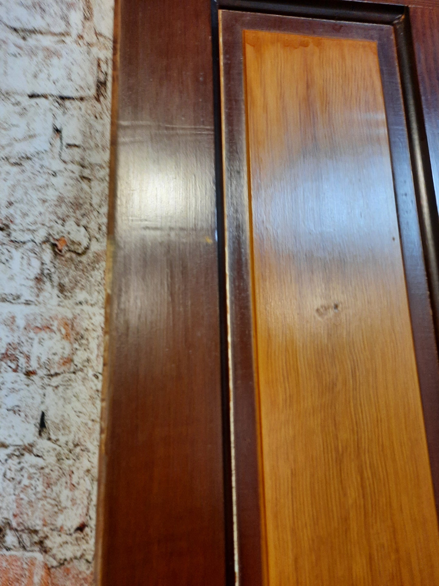 64" Pair of Antique Oak and Pine Pocket Doors, Victorian Era Double Sliding Pocket Doors 092603