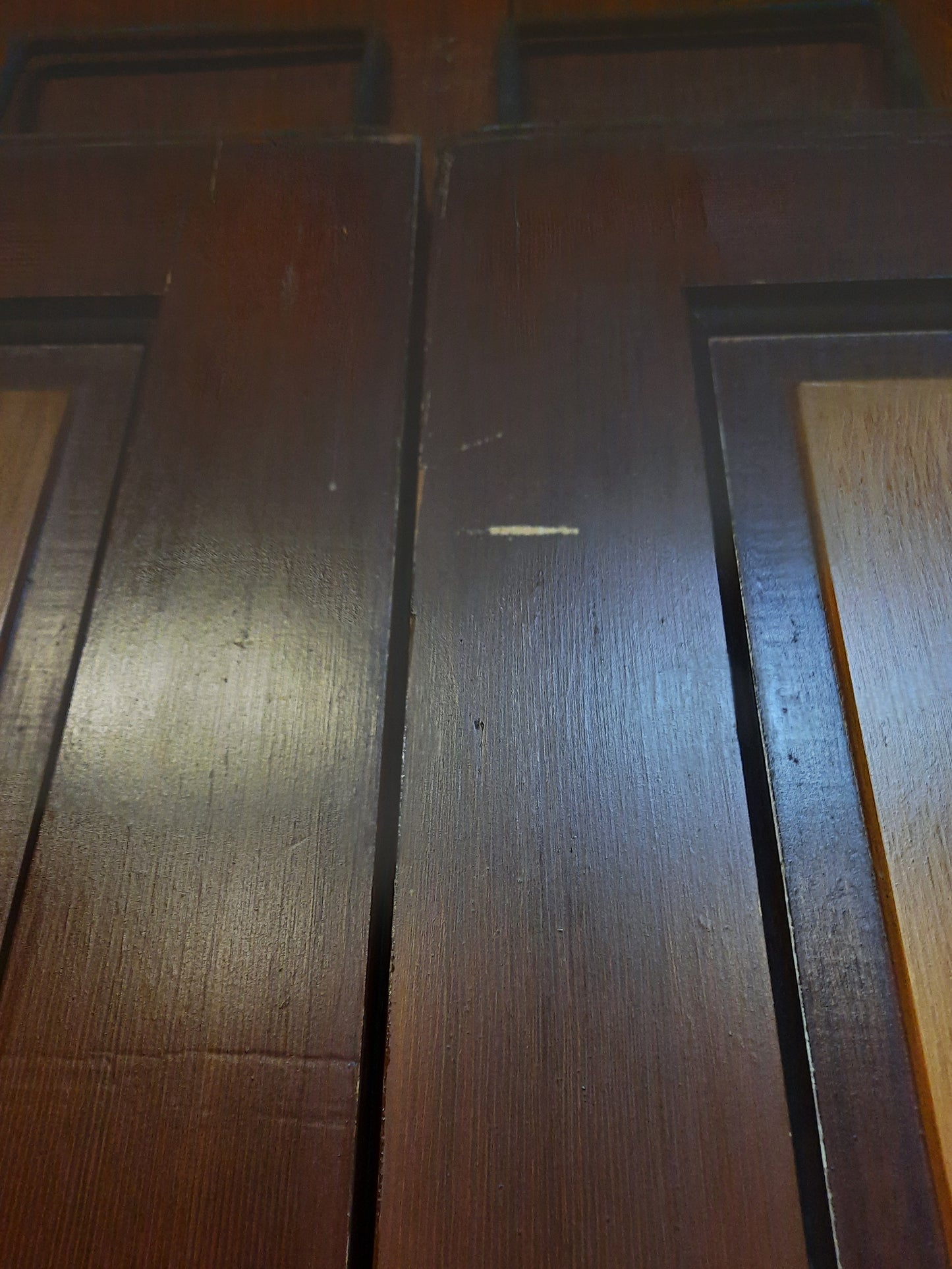 64" Pair of Antique Oak and Pine Pocket Doors, Victorian Era Double Sliding Pocket Doors 092603