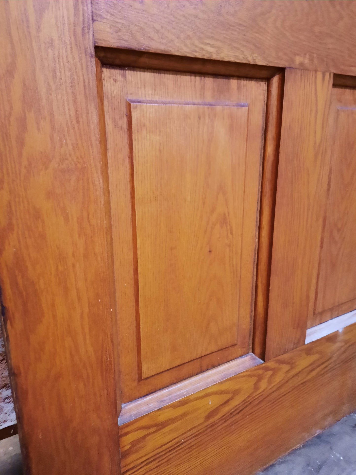 64" Pair of Antique Oak and Pine Pocket Doors, Victorian Era Double Sliding Pocket Doors 092603