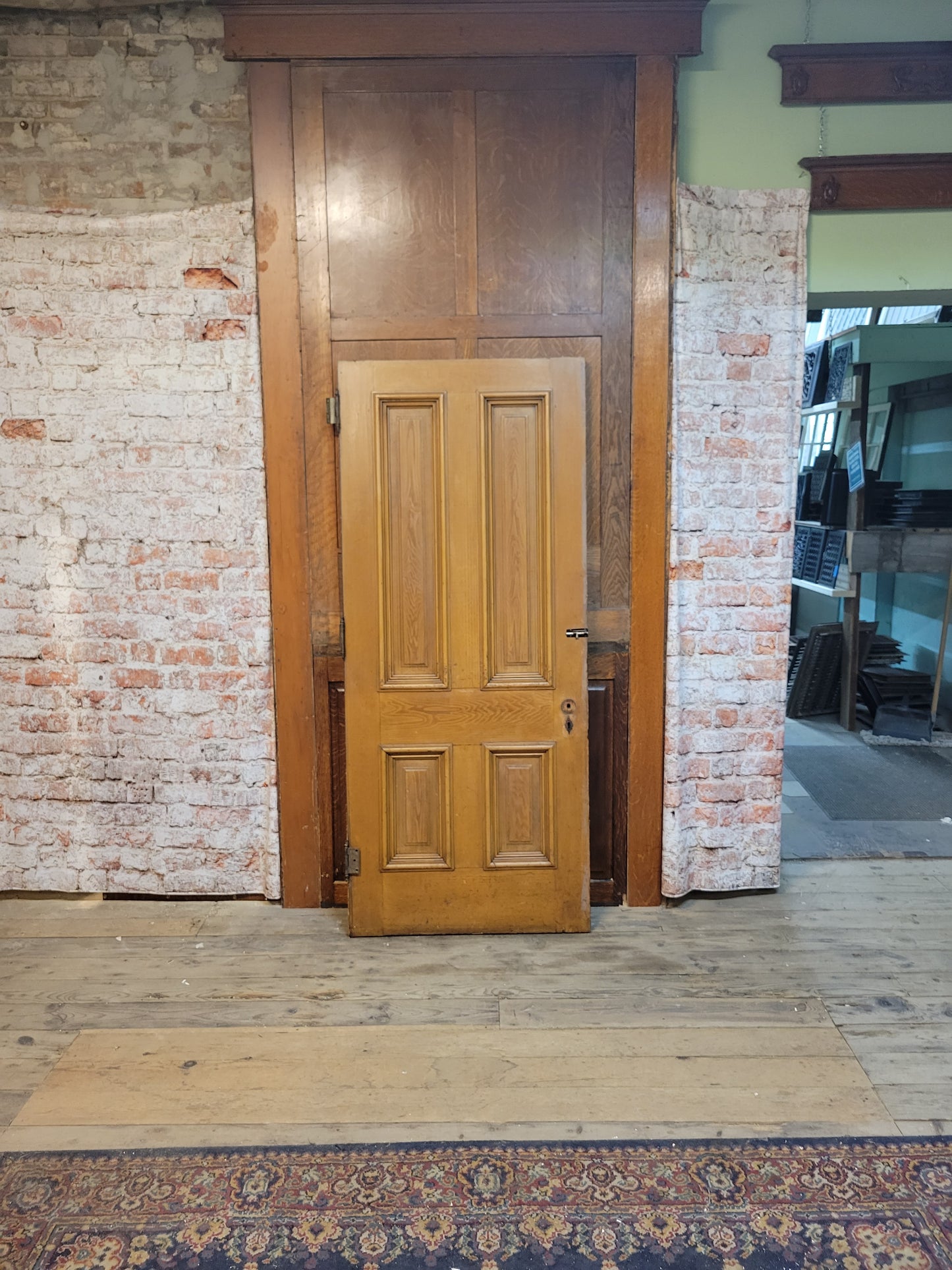 34" Victorian Farmhouse Exterior Door, Salvaged Antique Wood Entry Door 092702