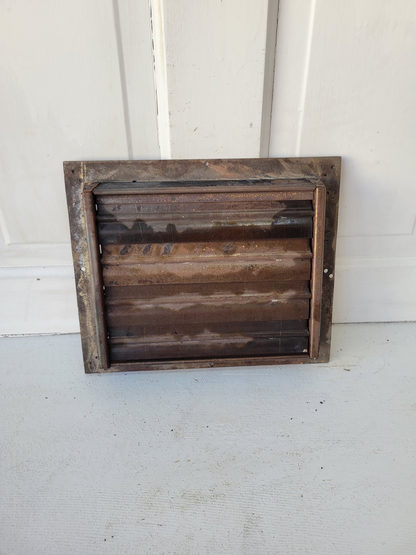 Complete Working 10 x 12 Antique Cast Iron Floor Vent Cover, Black Iron Floor Grate #100308
