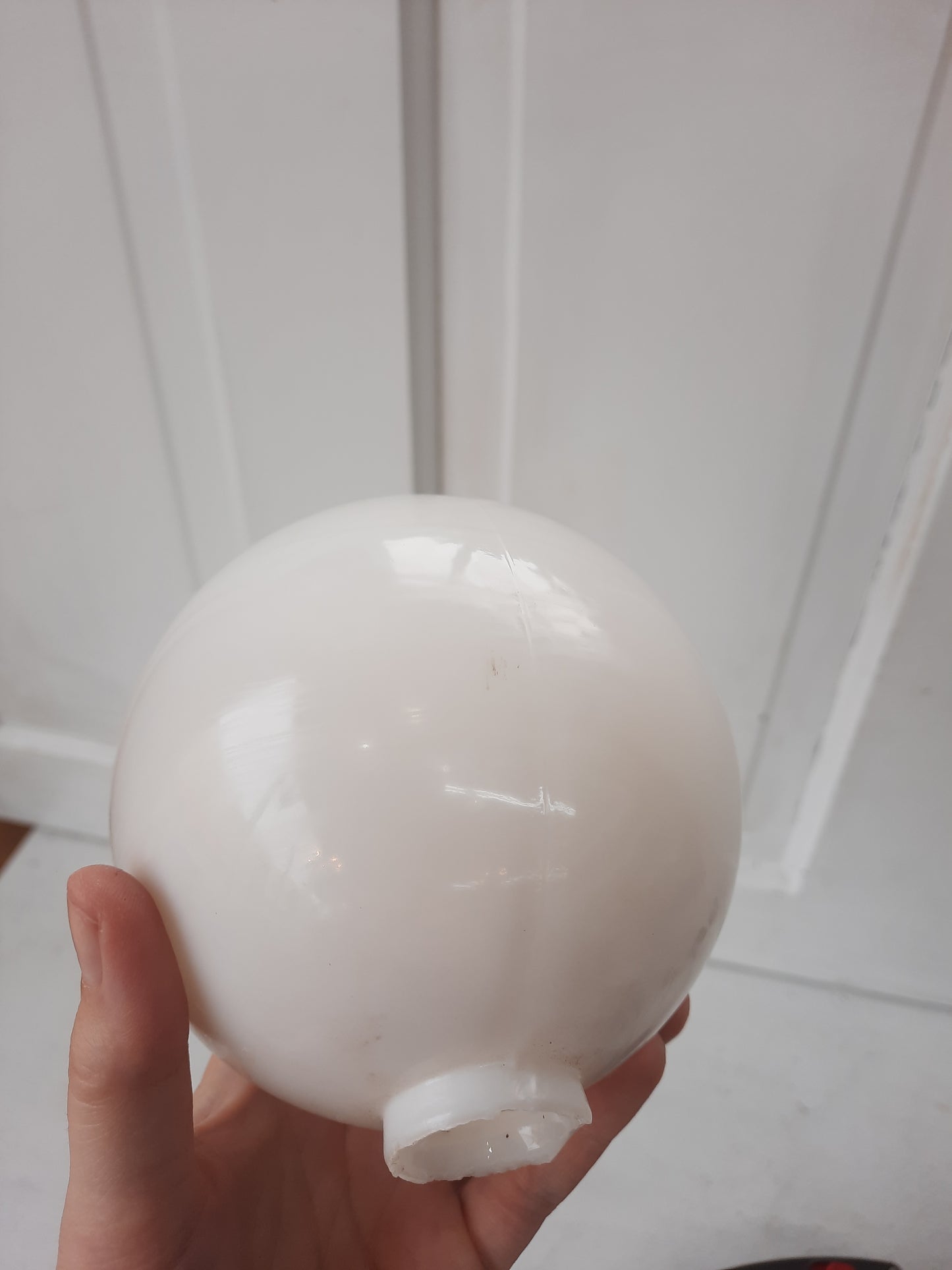 Milk Glass Lightning Rod Globe, Antique Geometric Lightning Rod Glass Ball 100507
