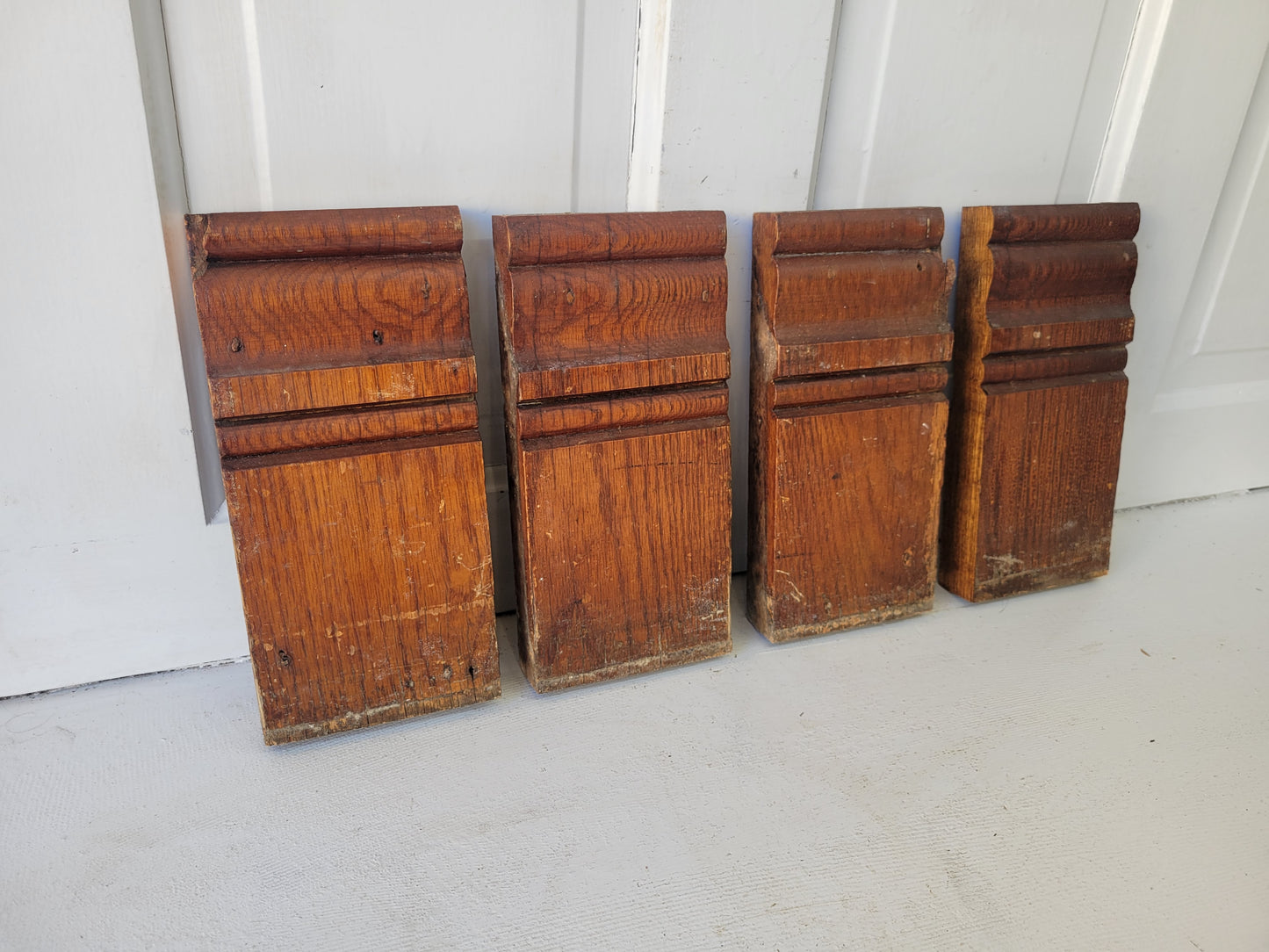 Eight Matching Antique Plinth Blocks, Base Trim Corner Blocks #100702