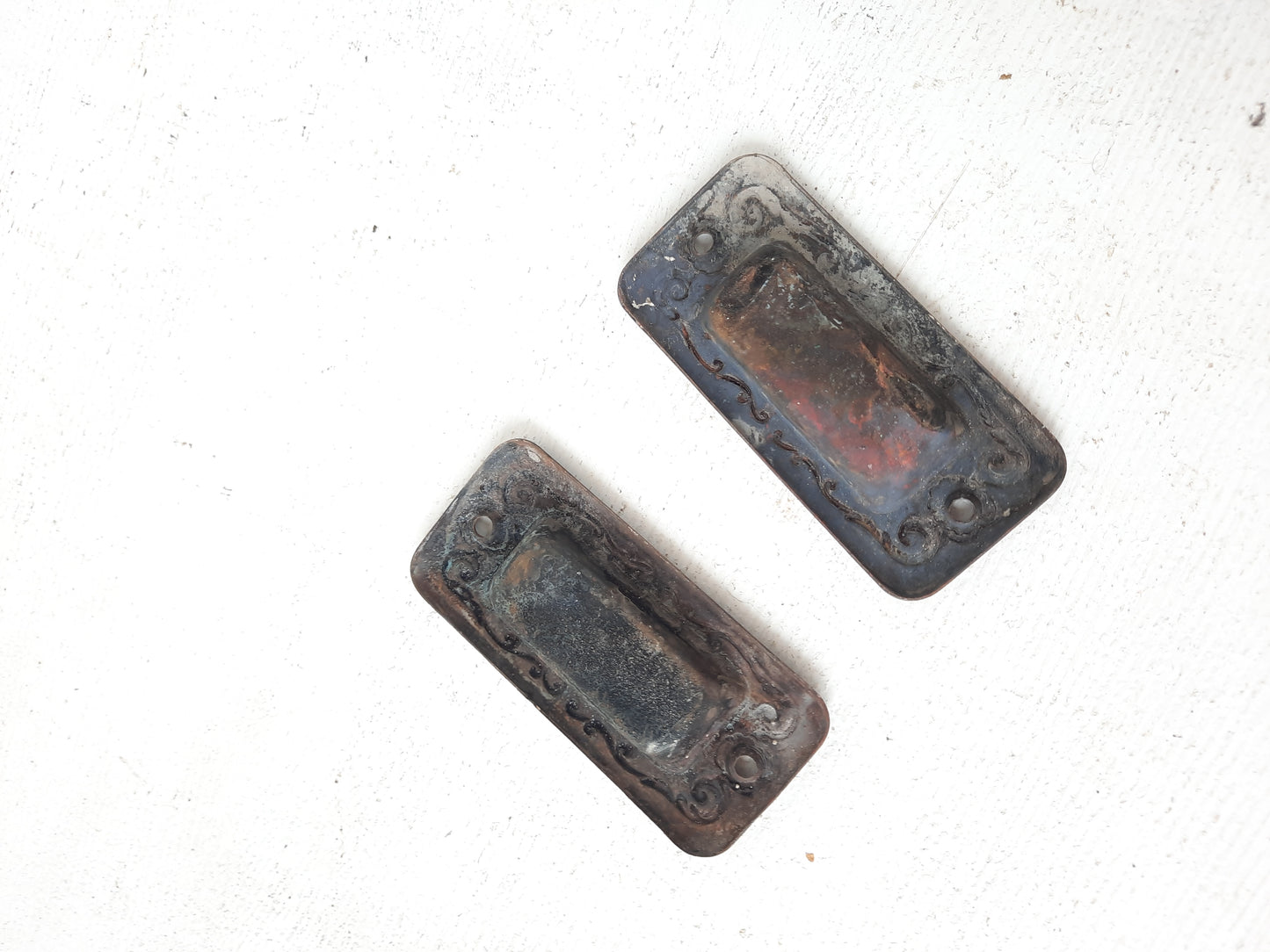 Pair of Antique Stamped Bronze Window Pulls, Antique Wood Window Sash Lifts 101102