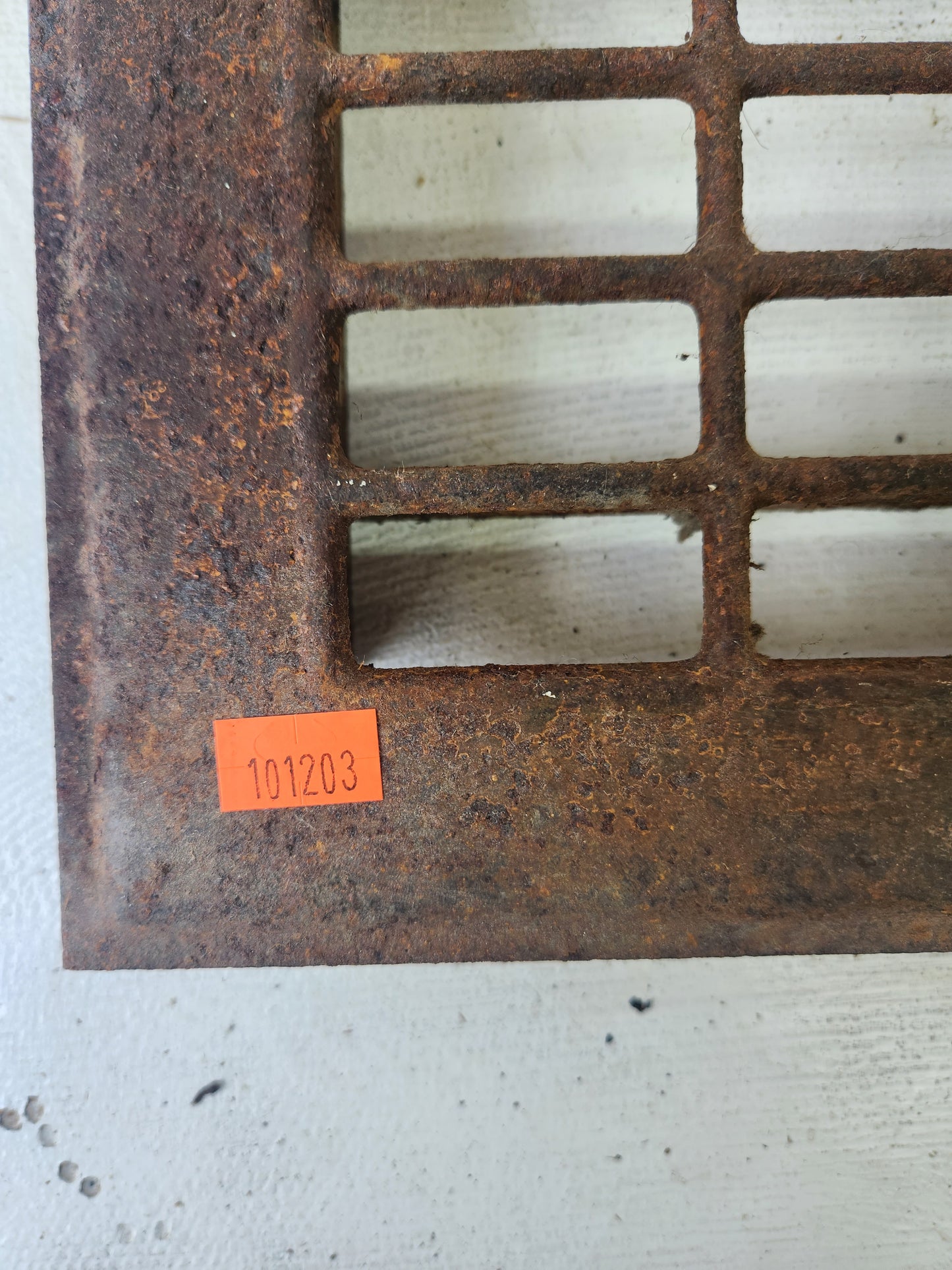 9 x 26 Vintage Stamped Steel Floor Grate, Vintage Metal Narrow Vent Cover, Architecture Salvage 101203