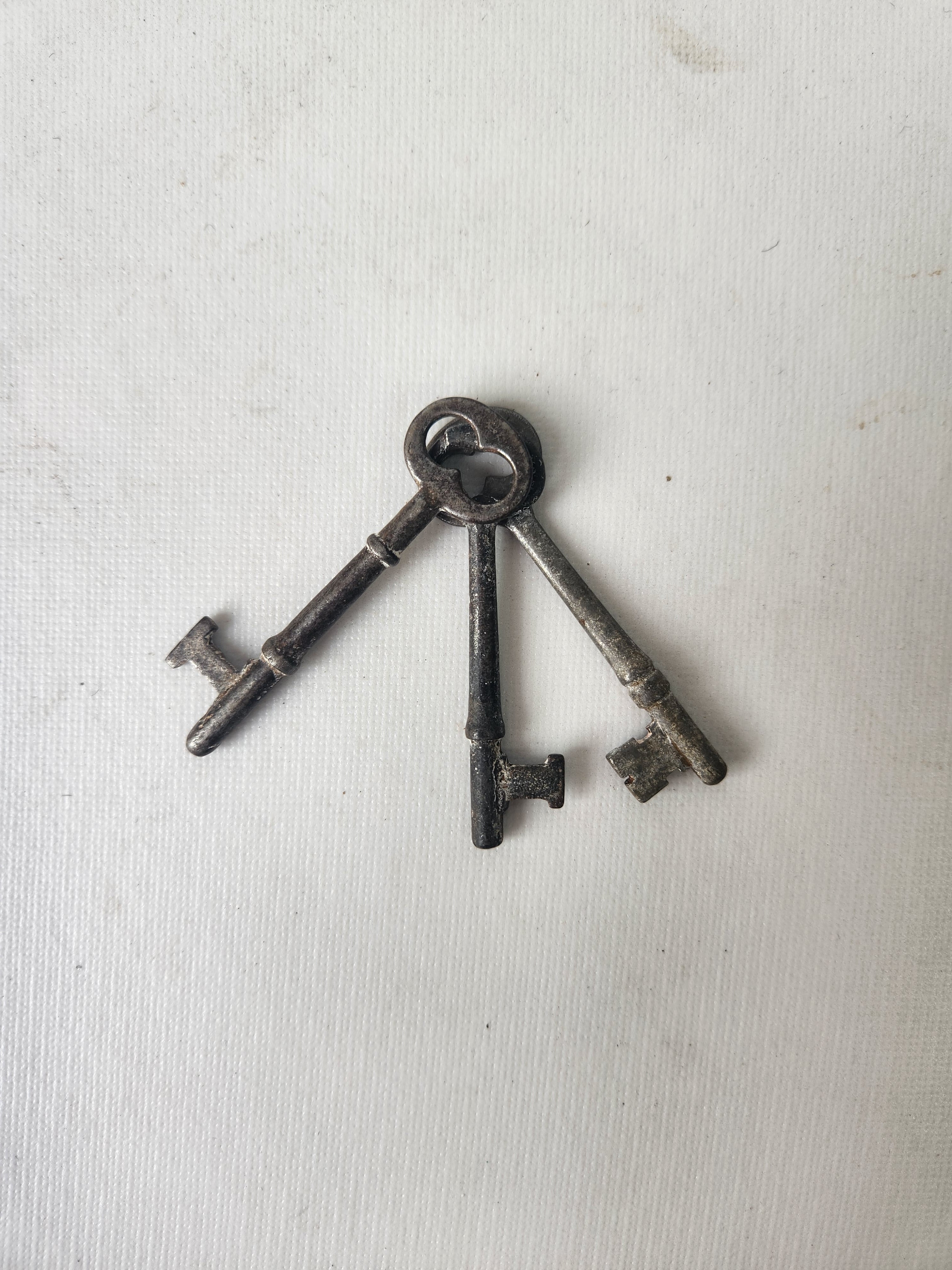Set of Three Ornate Vintage Keys, Antique Skeleton Key Set 102609