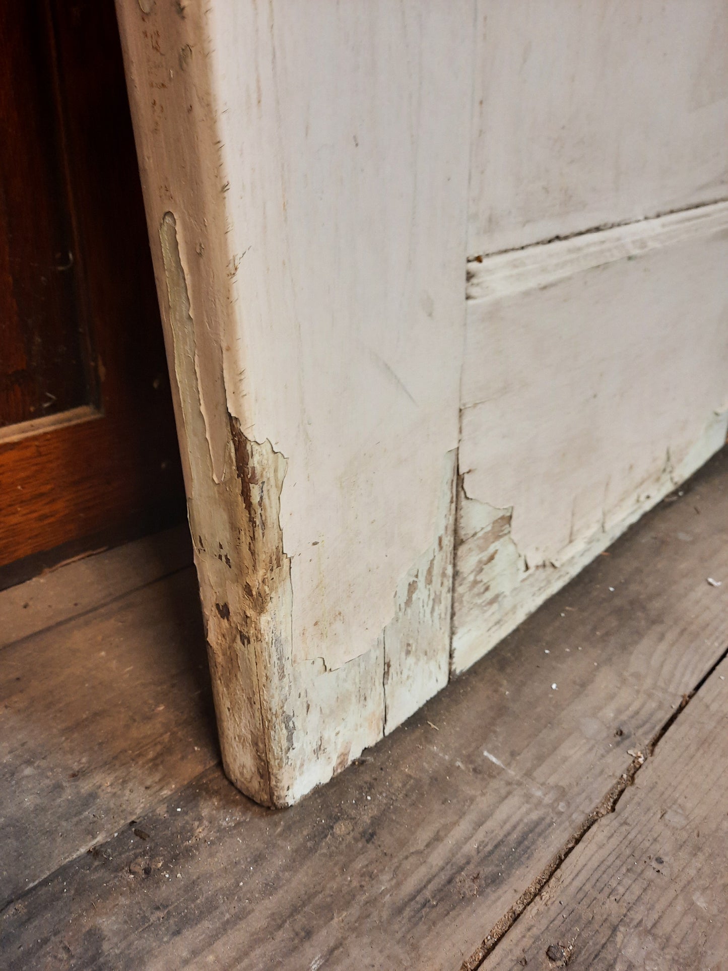 32" Antique Solid Wood Swinging Door, Early 1900s Butler or Pivoting Door with Glass 110410