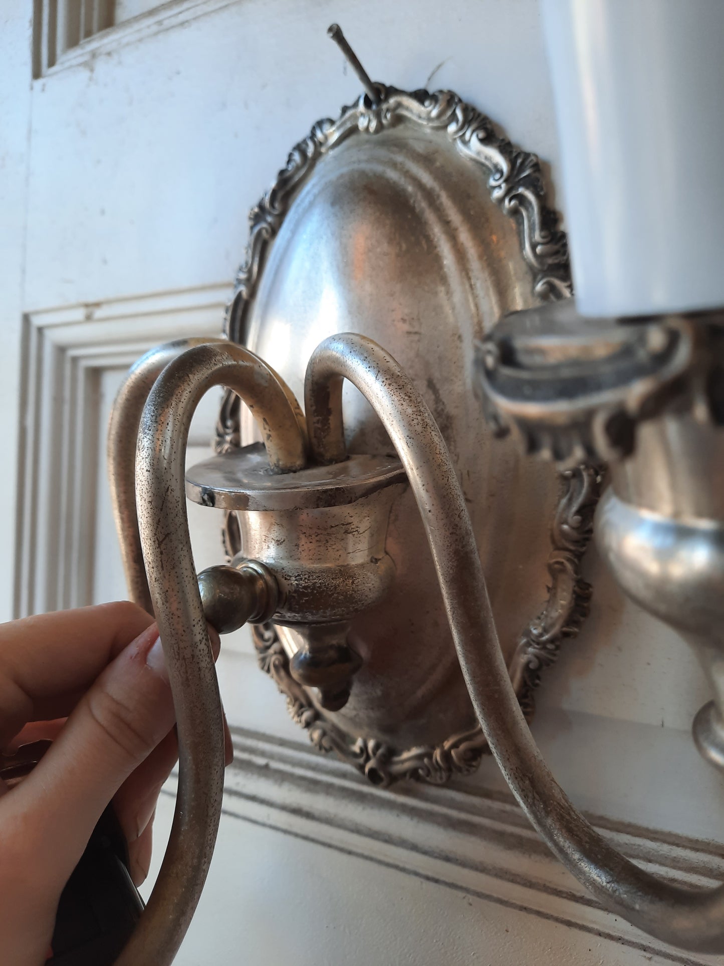 Pair of Silver Plated Antique Wall Sconces, Antique Silver Candle Wall Lights