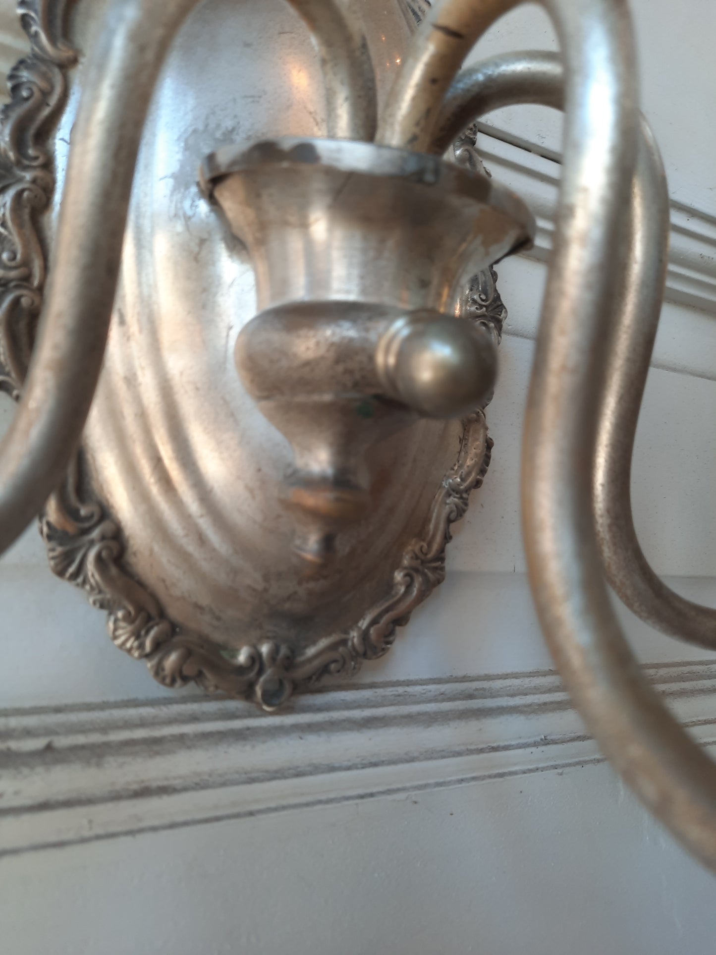 Pair of Silver Plated Antique Wall Sconces, Antique Silver Candle Wall Lights