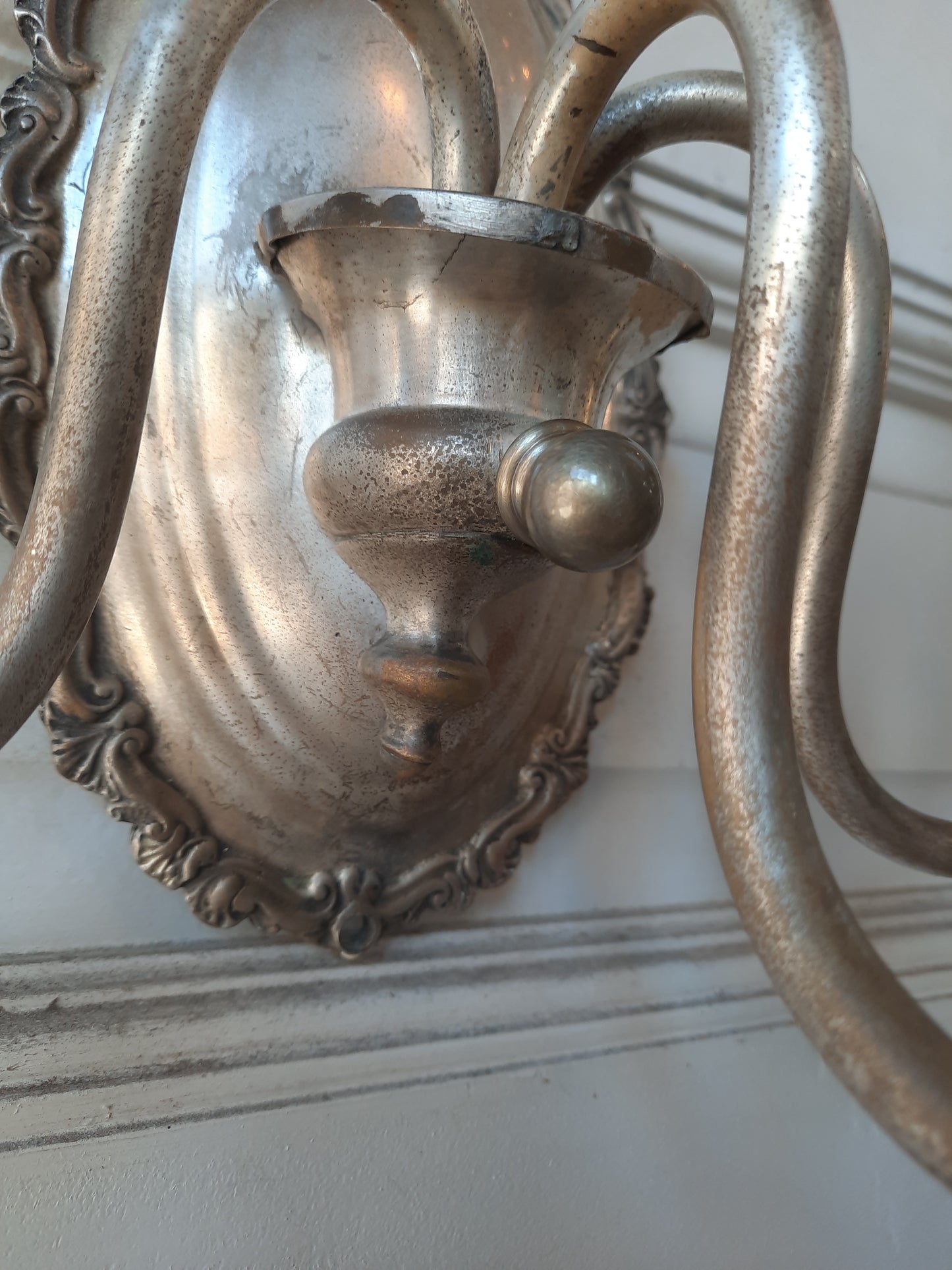 Pair of Silver Plated Antique Wall Sconces, Antique Silver Candle Wall Lights