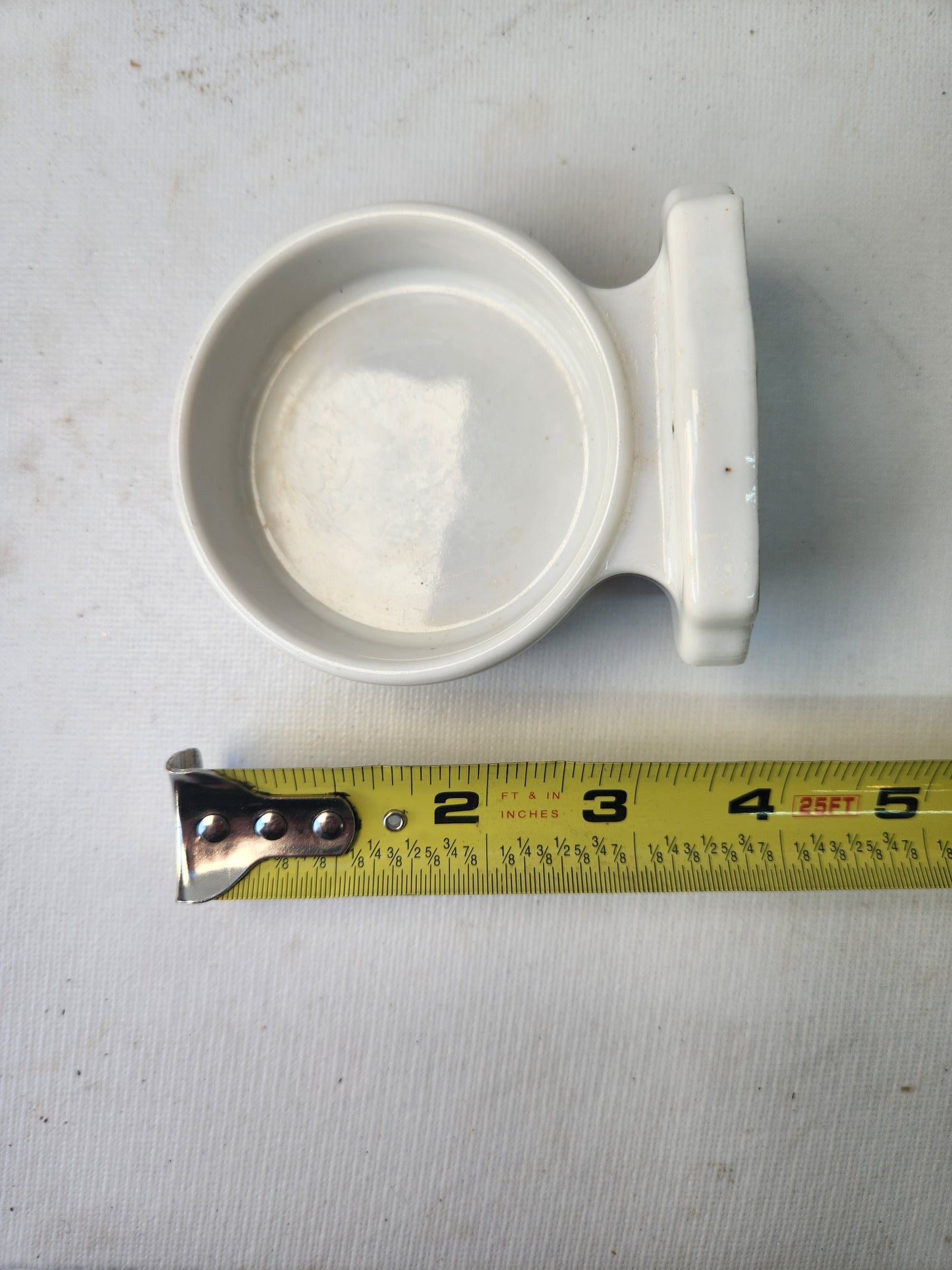 White Porcelain Bathroom Cup Holder or Soap Dish, 1930s Era Wall Mount Ceramic Cup Holder 113002