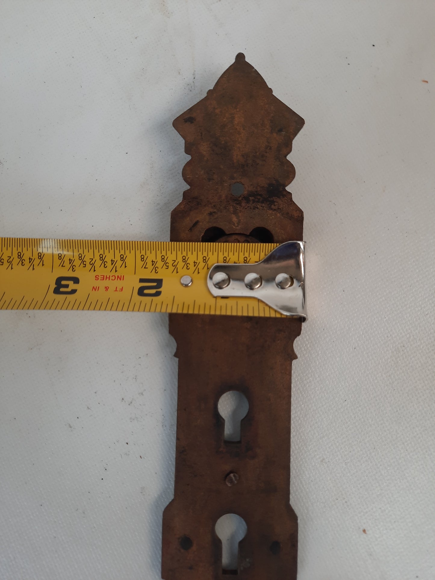 Antique Bronze Exterior Door Plate, Antique Door Plate Double Keyhole Backplate 121601