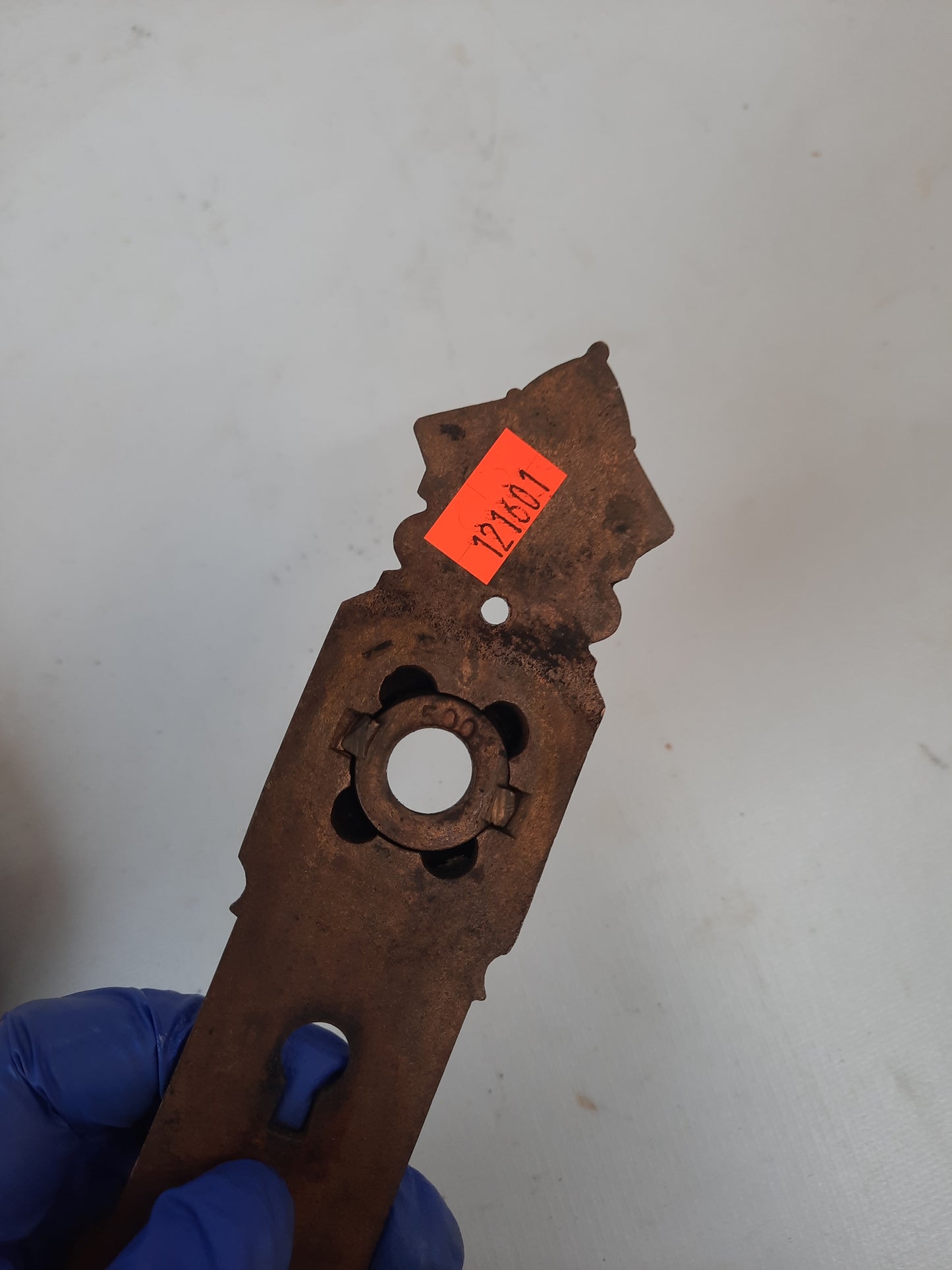 Antique Bronze Exterior Door Plate, Antique Door Plate Double Keyhole Backplate 121601