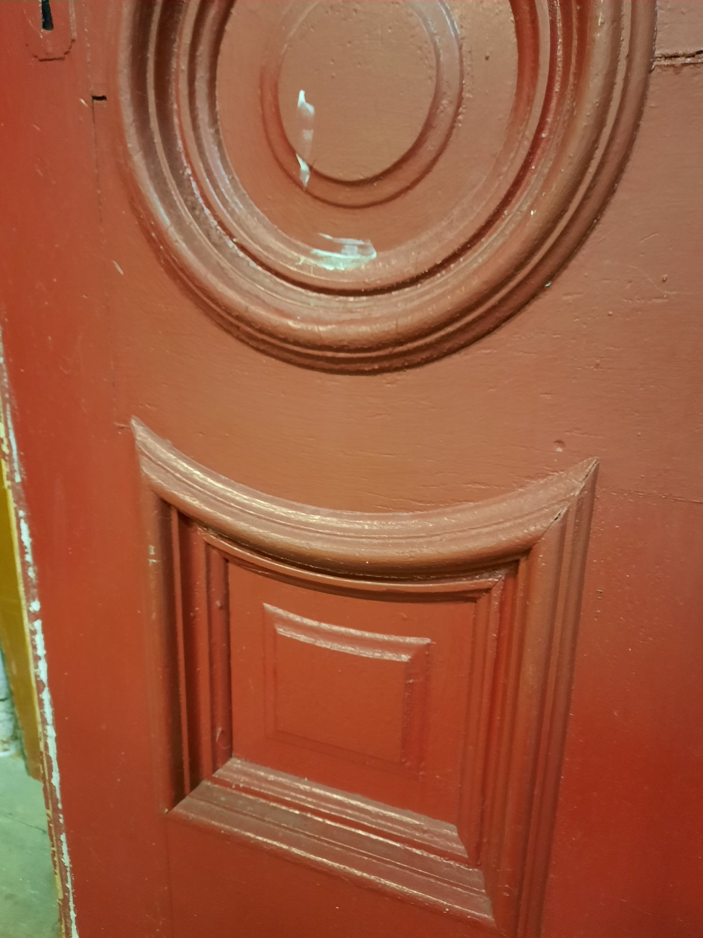 36" Solid Arched Panel Entry Door with Original Hardware, Victorian Solid Wood Front Door Raised Panel