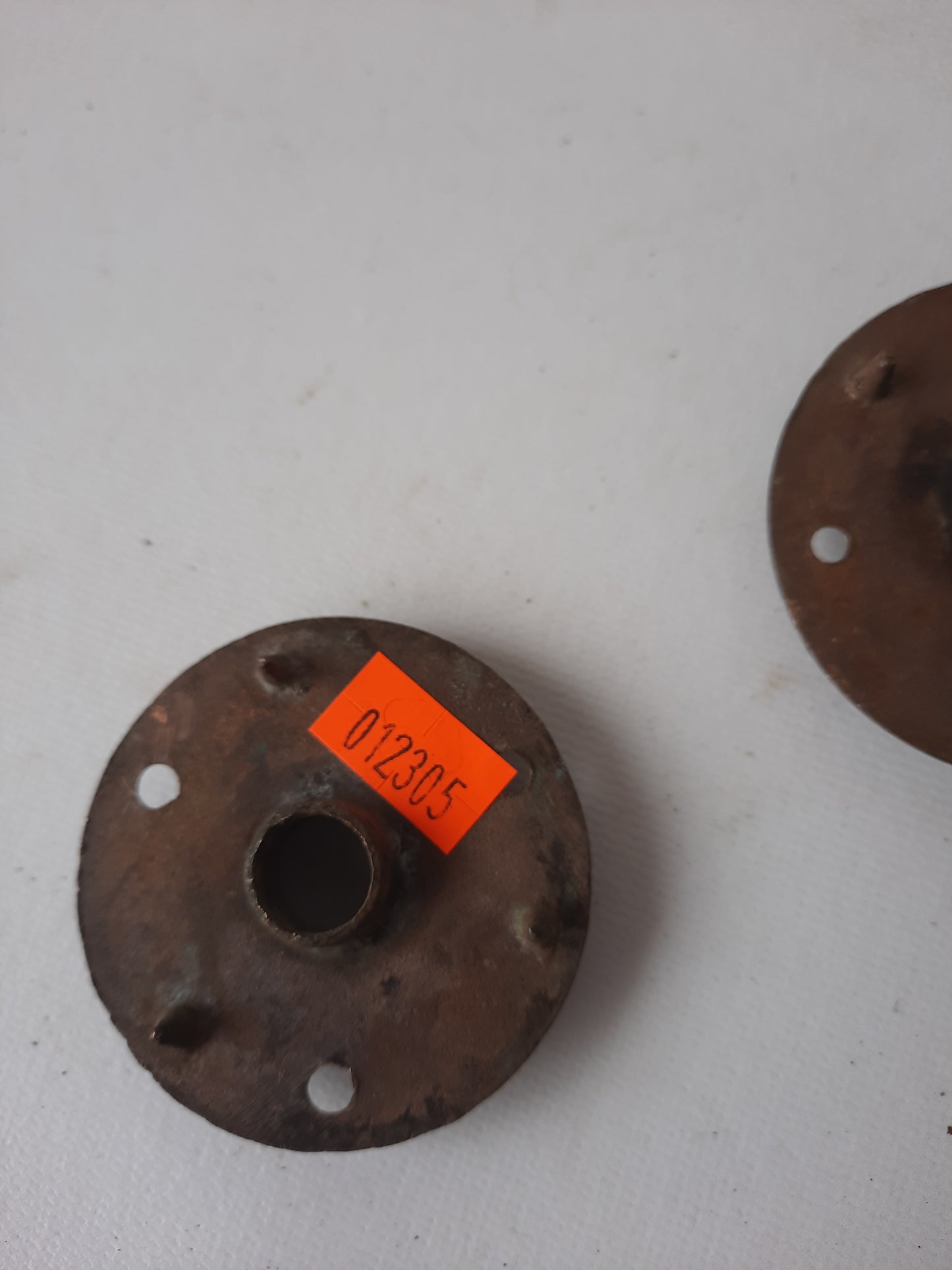 Pair of Antique Star Design Rosettes, Bronze Star Doorknob Rosette Collars, Round Back Plates 012305