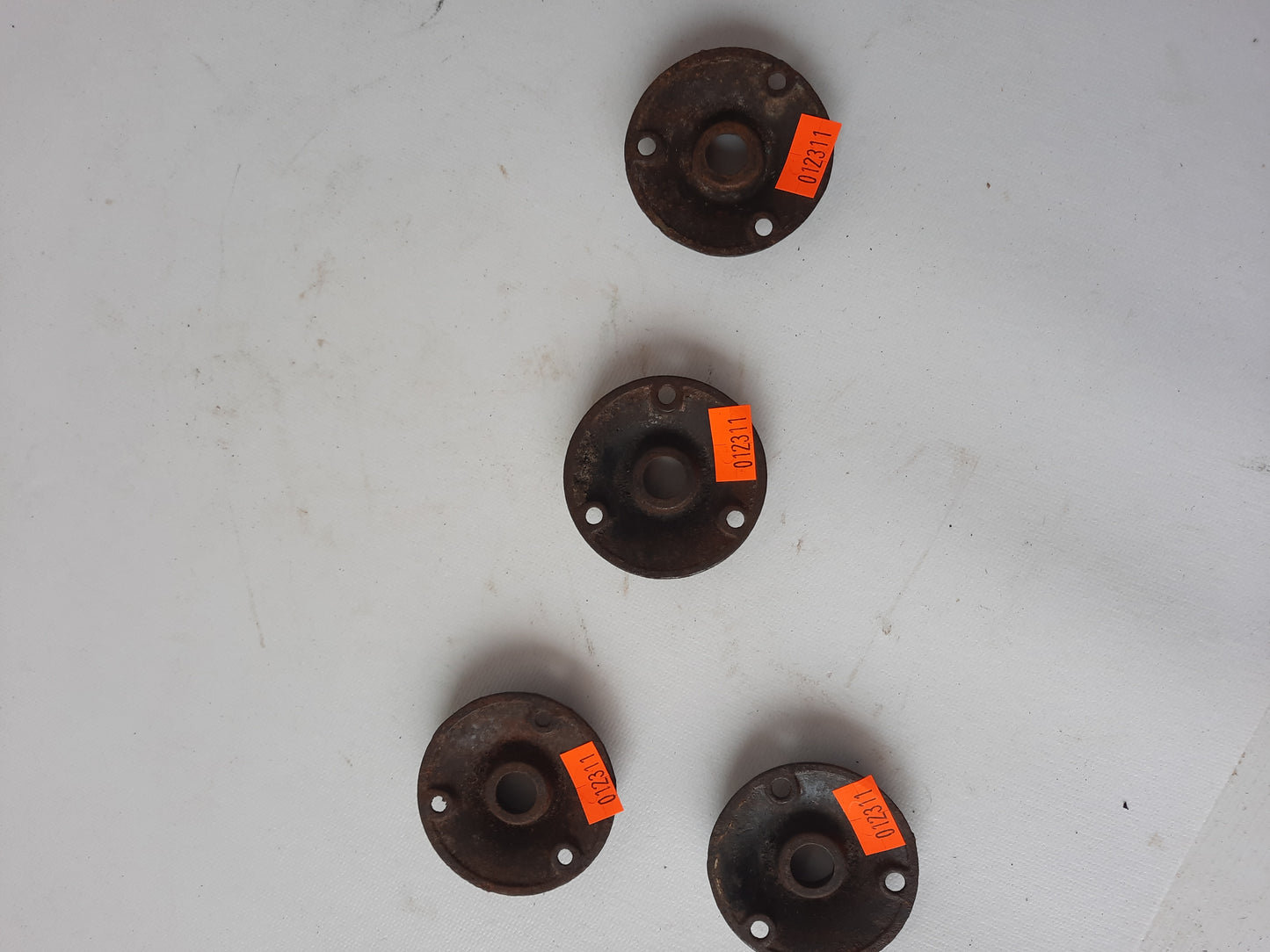 Two Scroll Line Design Rosette Door Plates, Iron Escutcheons, Cast Iron Rosettes, Architecture Salvage 012311