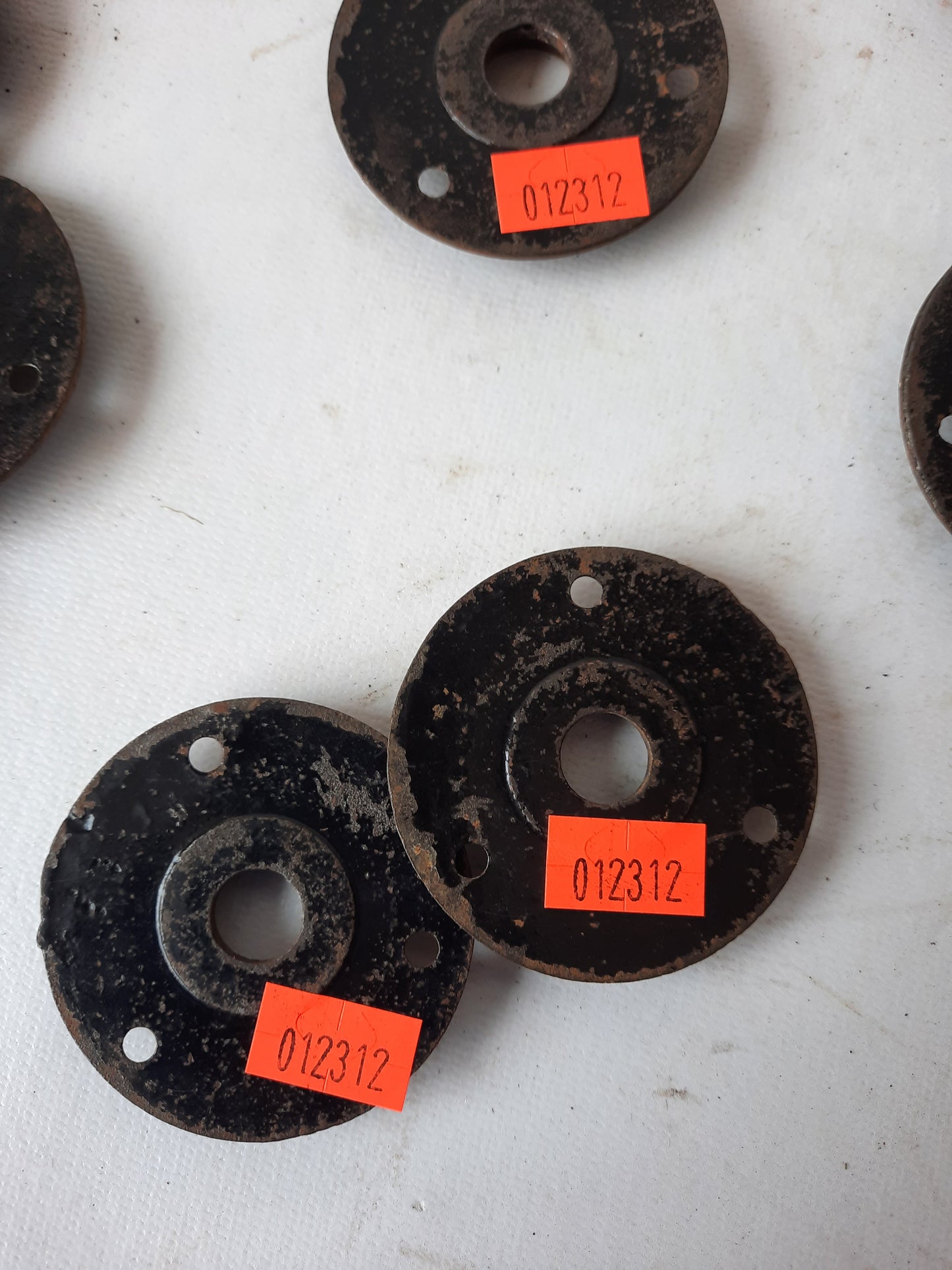 Two Scroll Line Design Rosette Door Plates, Iron Escutcheons, Cast Iron Rosettes, Architecture Salvage 012312