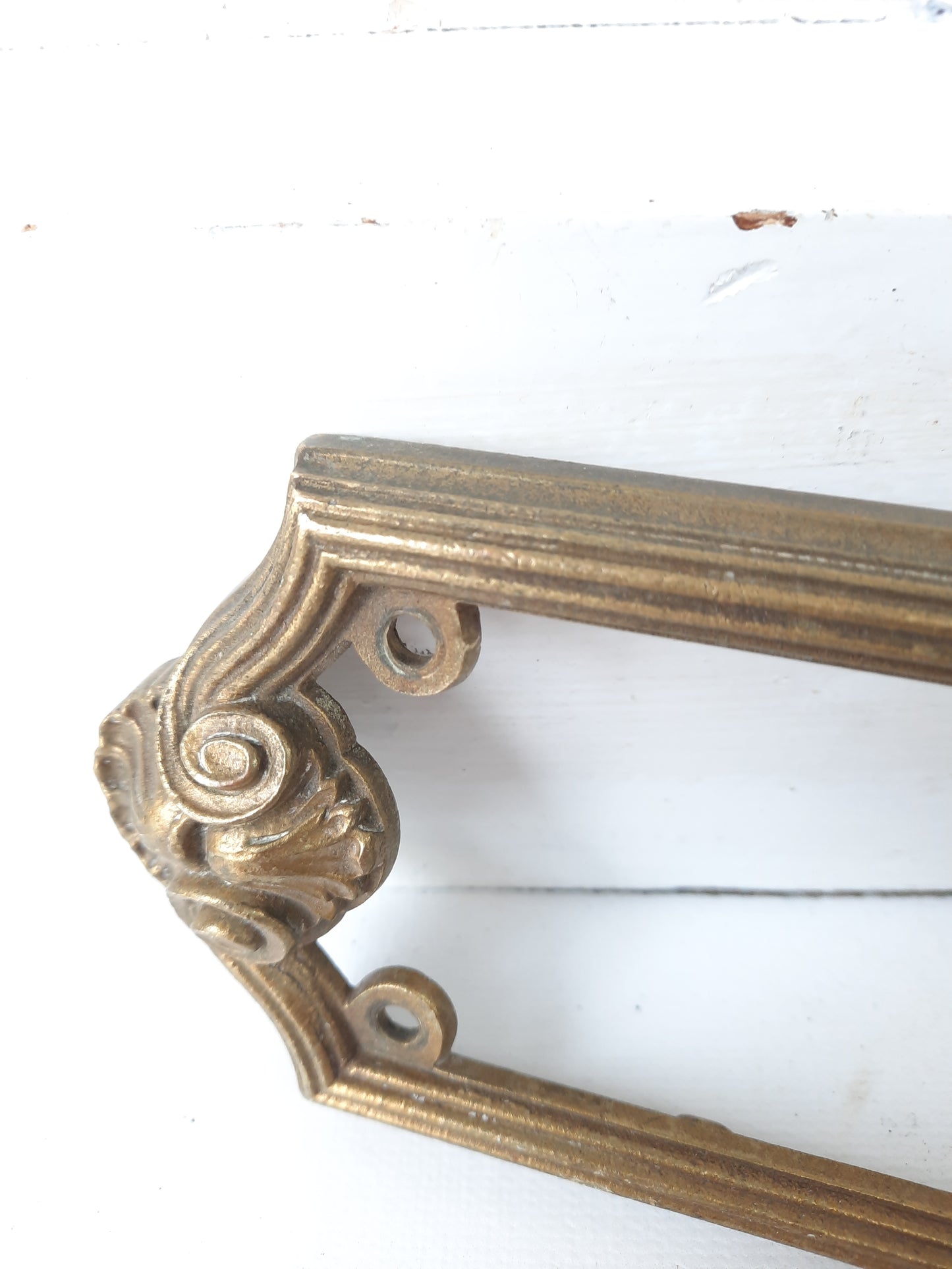 Antique Bronze Label Slot or Name Plate Holder, Letter Slot Frame, Door Placard Frame 012902