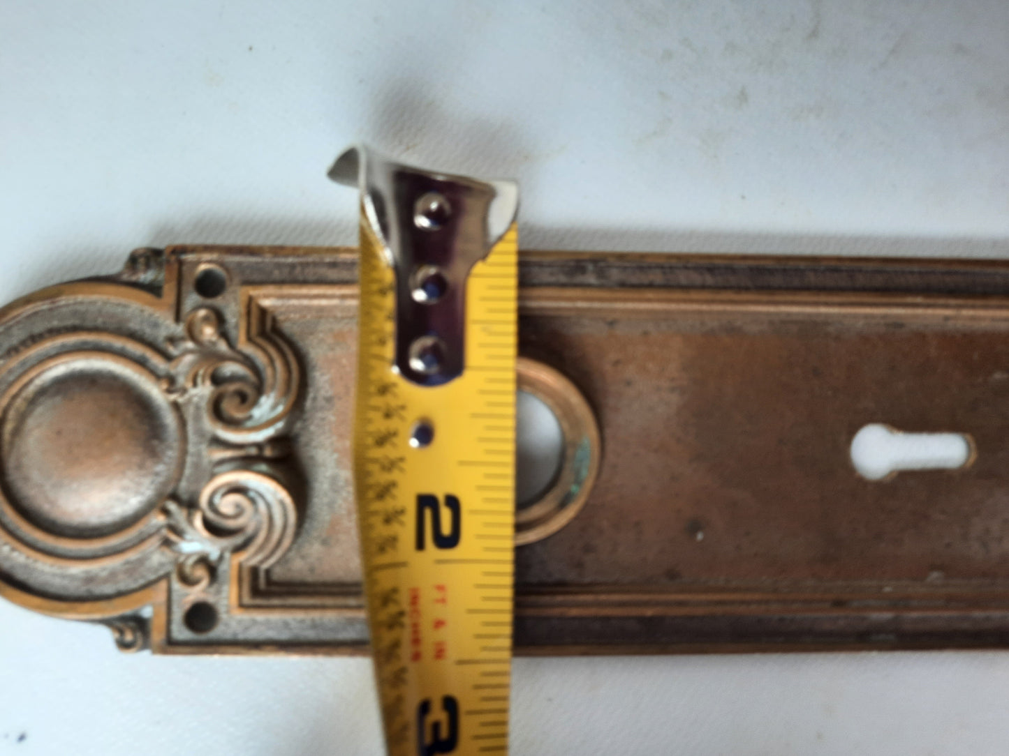Two Bronze Doorknob Plates with Thumb Turn Lock, Plates for Privacy Lock Mortise 013107