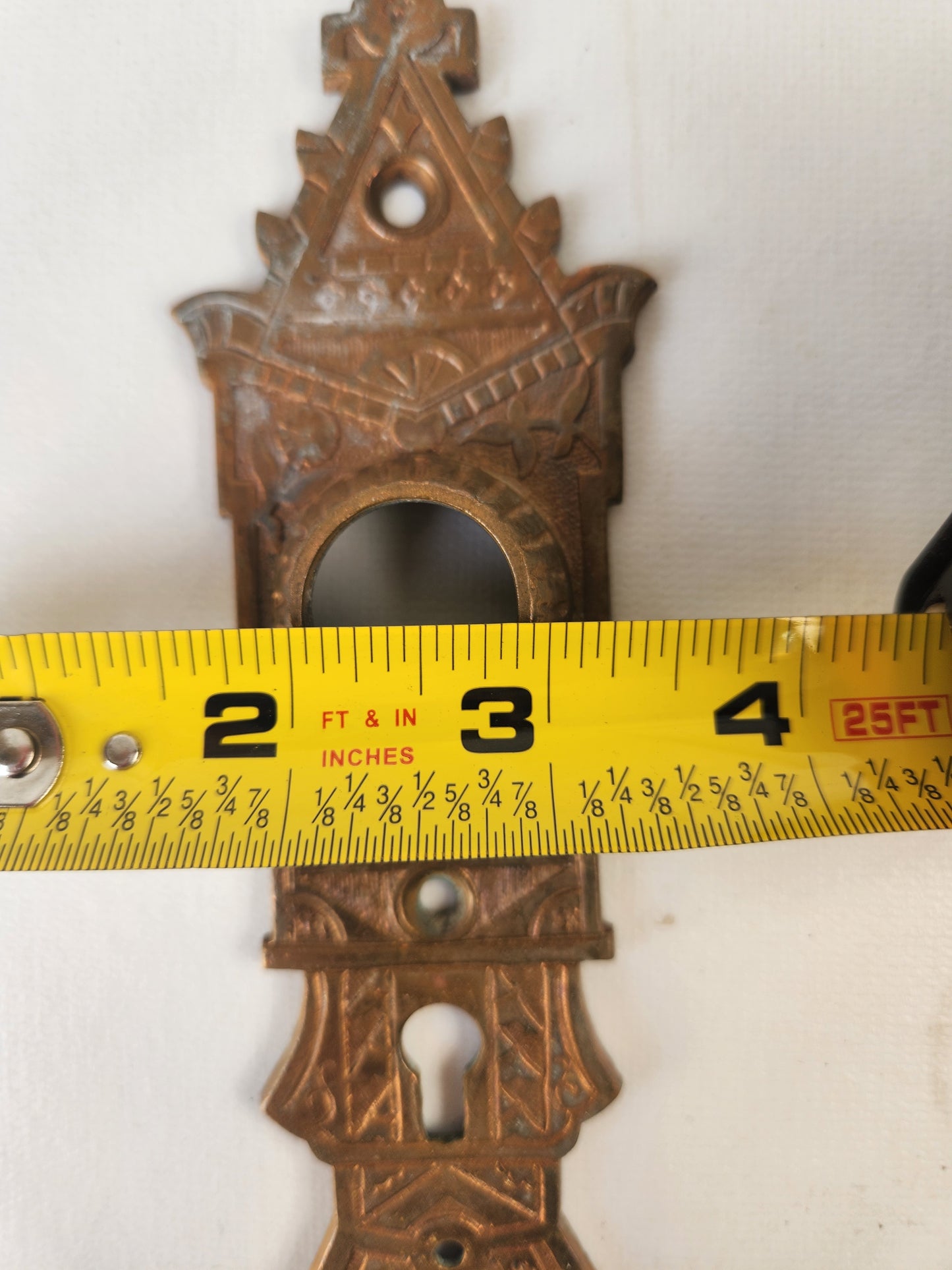 Niles Hardware Antique Bronze Exterior Door Plate, Antique Door Plate Double Keyhole Backplate 02803